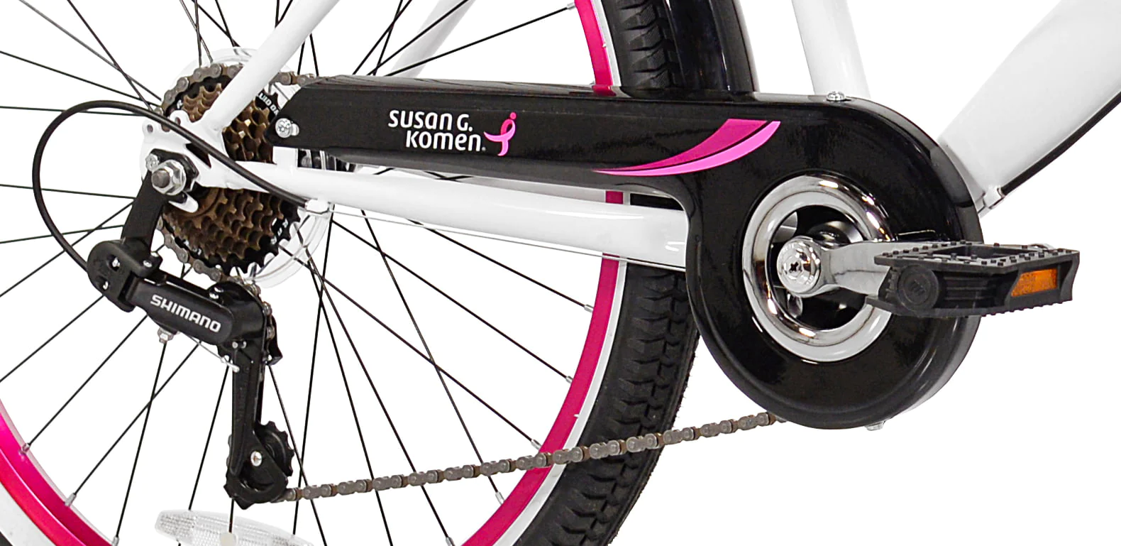 G. Komen 24 In. Multi-Speed Cruiser Girl's Bike, Pink, White and Black