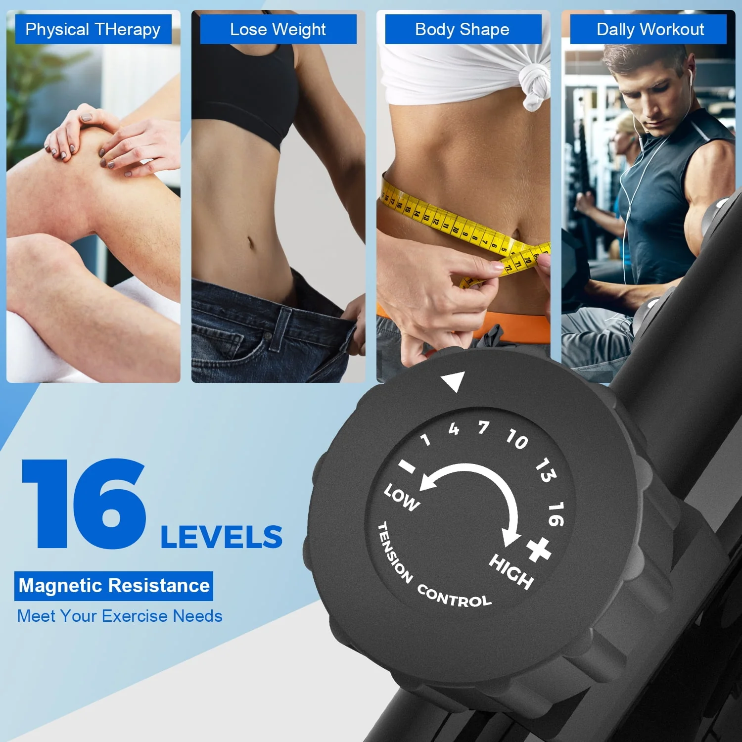 Vanswe Recumbent Exercise Bike 16 Levels Resistance Maximum Weight 380 lbs. Magnetic Recumbent Stationary Bike