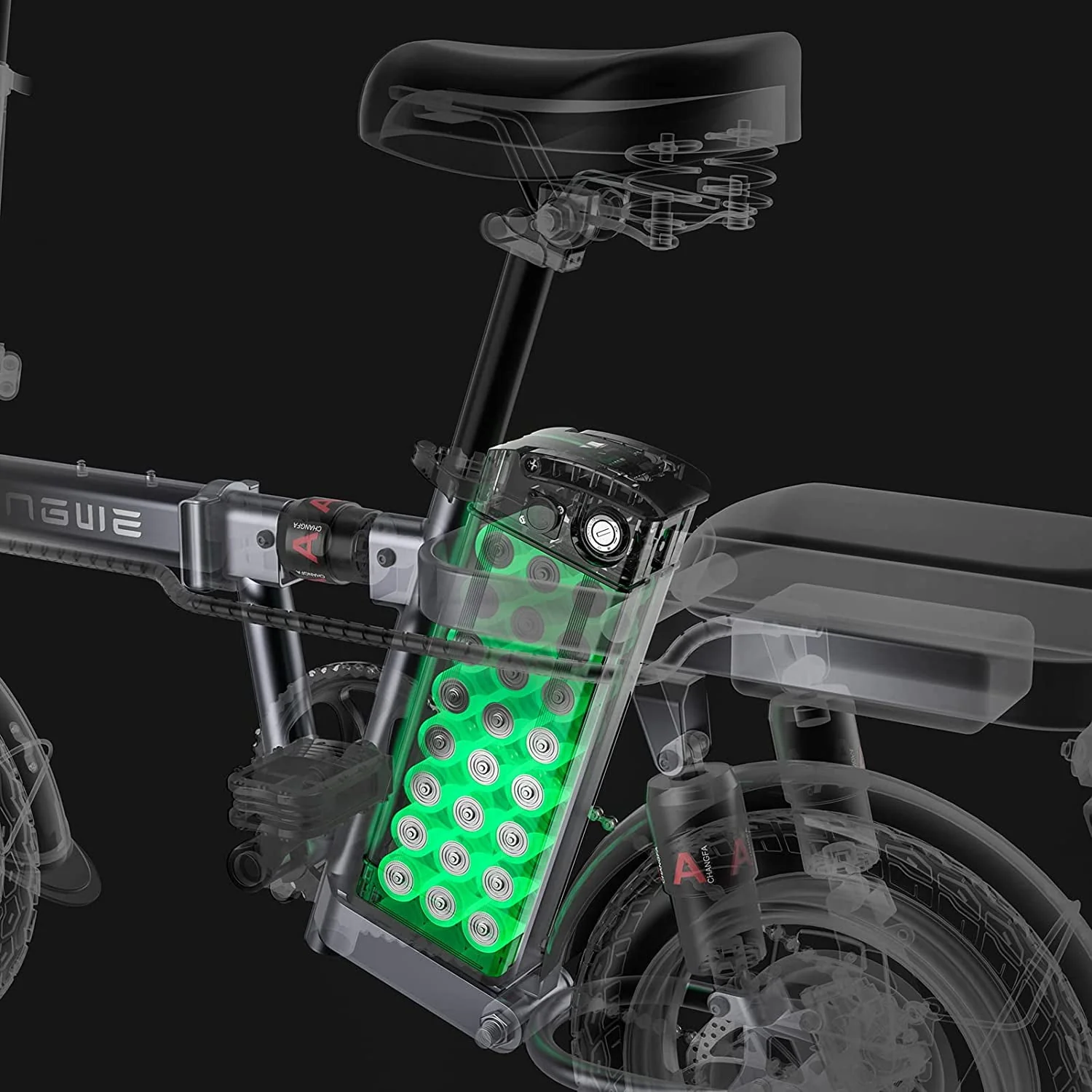 ENGWE Mini Electric Bike for Adult Teen with Quadruple Shock Absorber 350W 48V 10AH Foldable Ebike T14 Silver