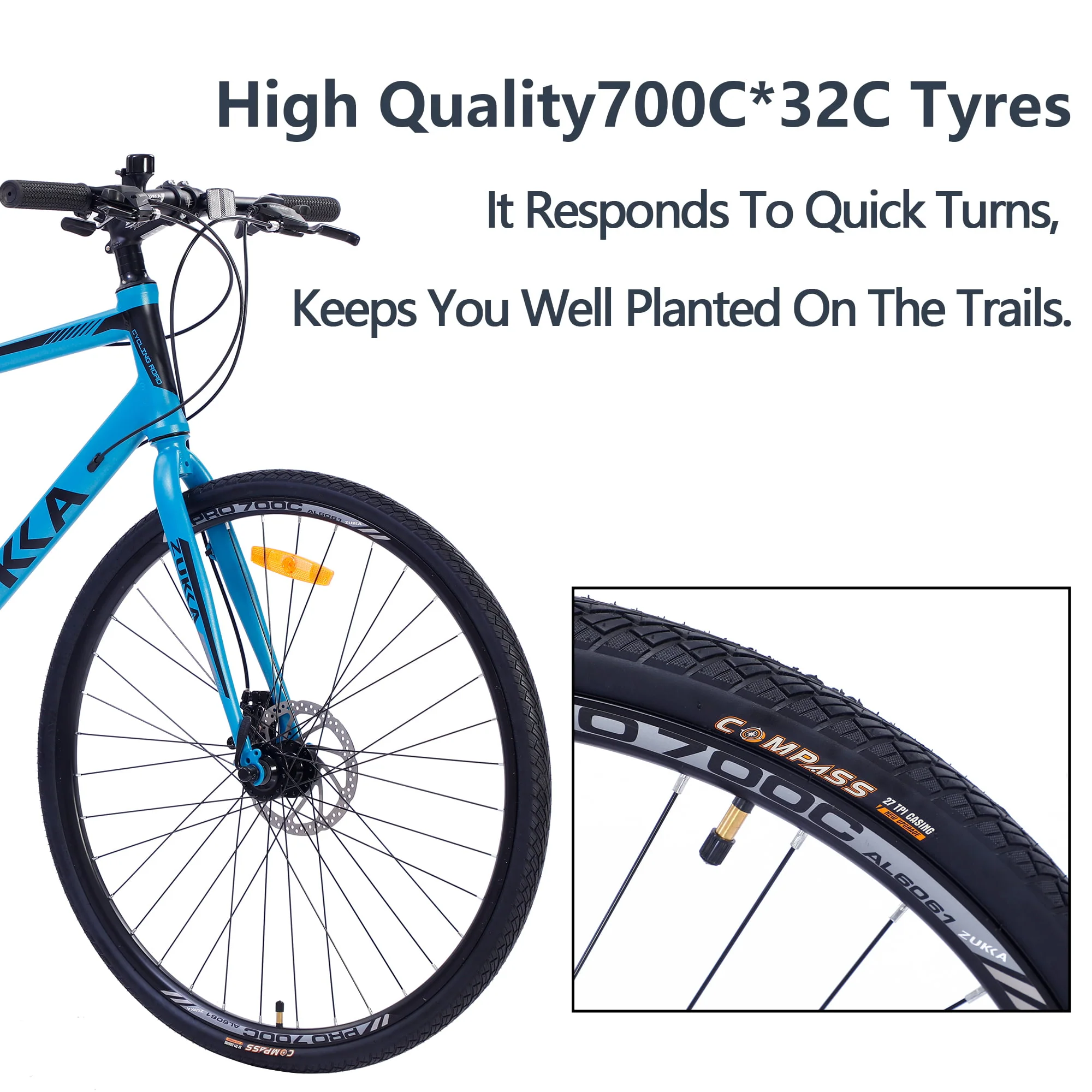 Segmart 21-Speed Mountain Bike, 28-inch Wheels Lightweight Road Bike, Hybrid Aluminum Frame and Upgrade Dual Disc Brake MTB for Men Women Adult, Blue SS2055