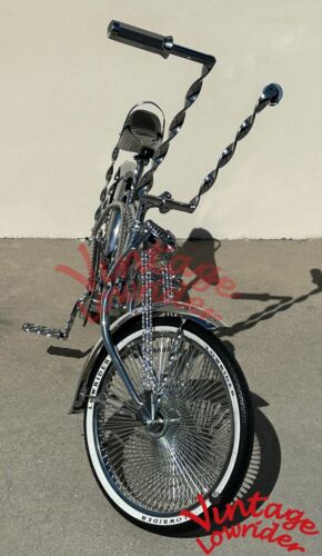 VINTAGE LOWRIDER ALL CHROME TWISTED 20" CRUISER BIKE 144 SPOKES COASTER BRAKE