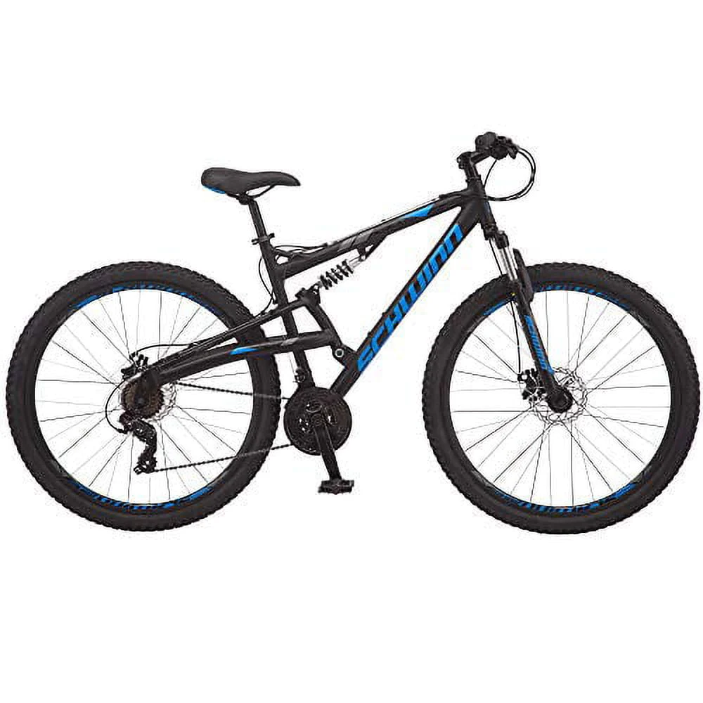 Schwinn S29 Men’s Mountain Bike, 29 In. Wheels, 18 In. and Medium Aluminum Frame, Dual-Suspension, Mechanical Disc Brakes, Matte Black