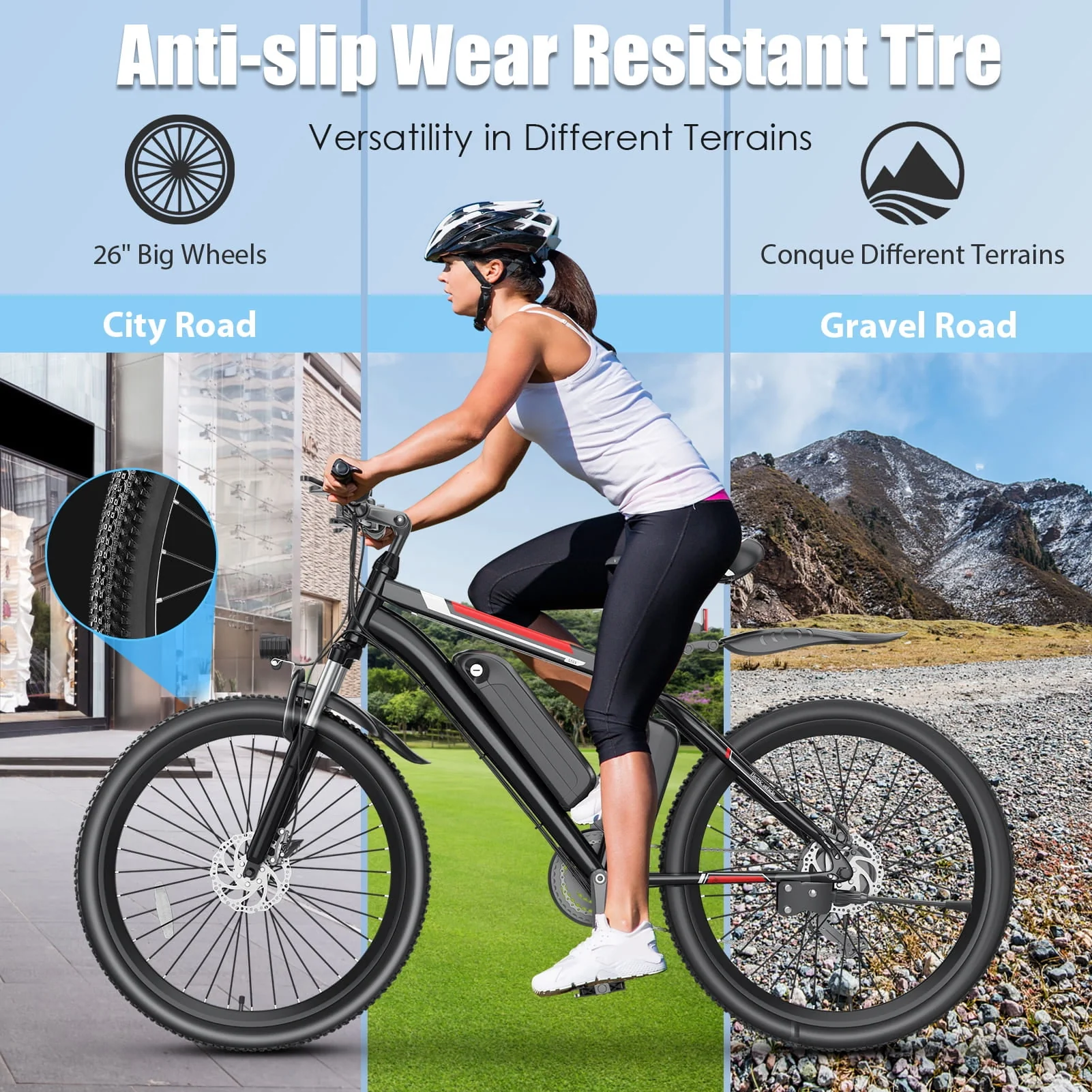 Elifine 500W Electric Bike for Adults, 26