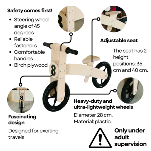 Baby Balance Bike made of plywood StrideStar