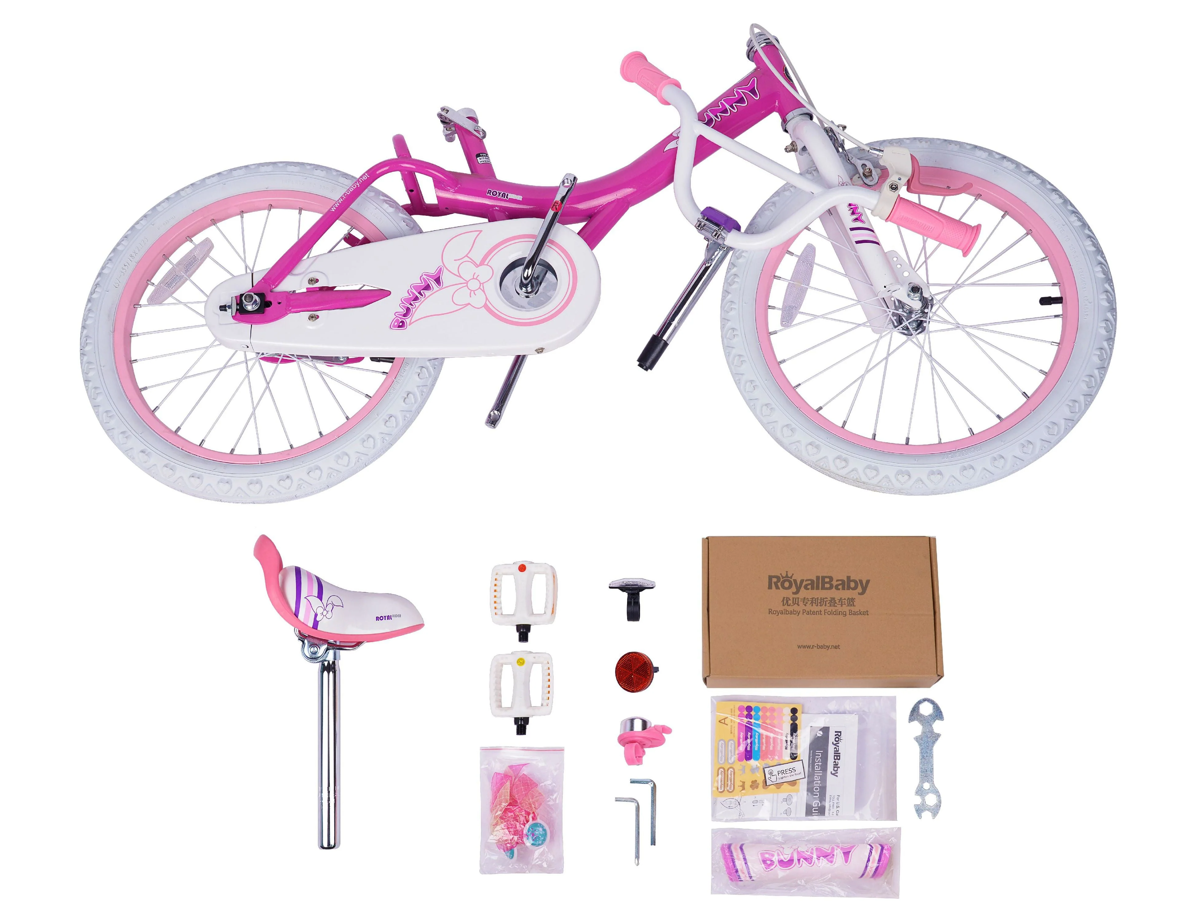 RoyalBaby Bunny Girl's Bike Fushcia 18 inch Kid's bicycle