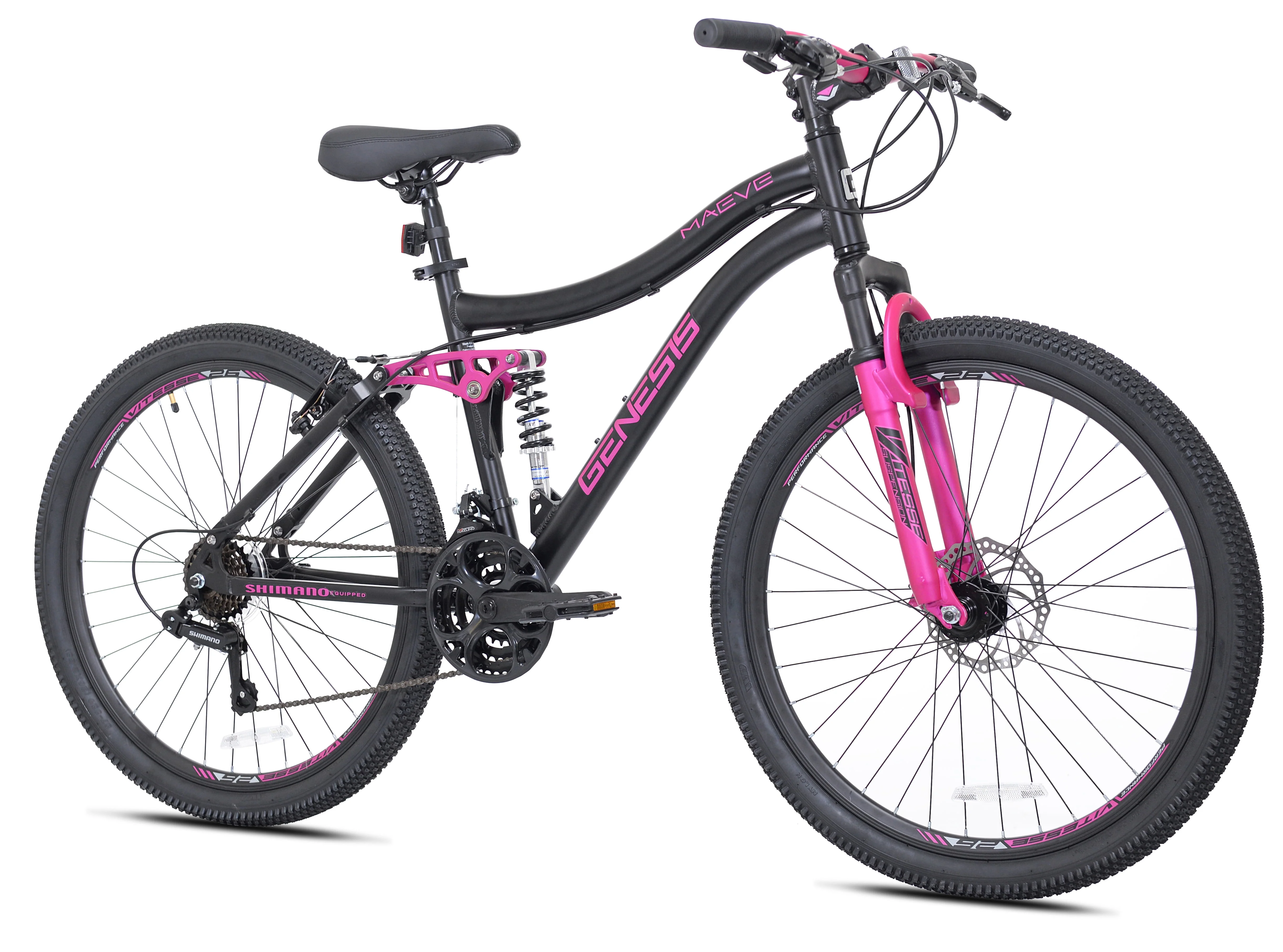 Genesis 26 In. Maeve Women's Mountain Bike, Black and Pink