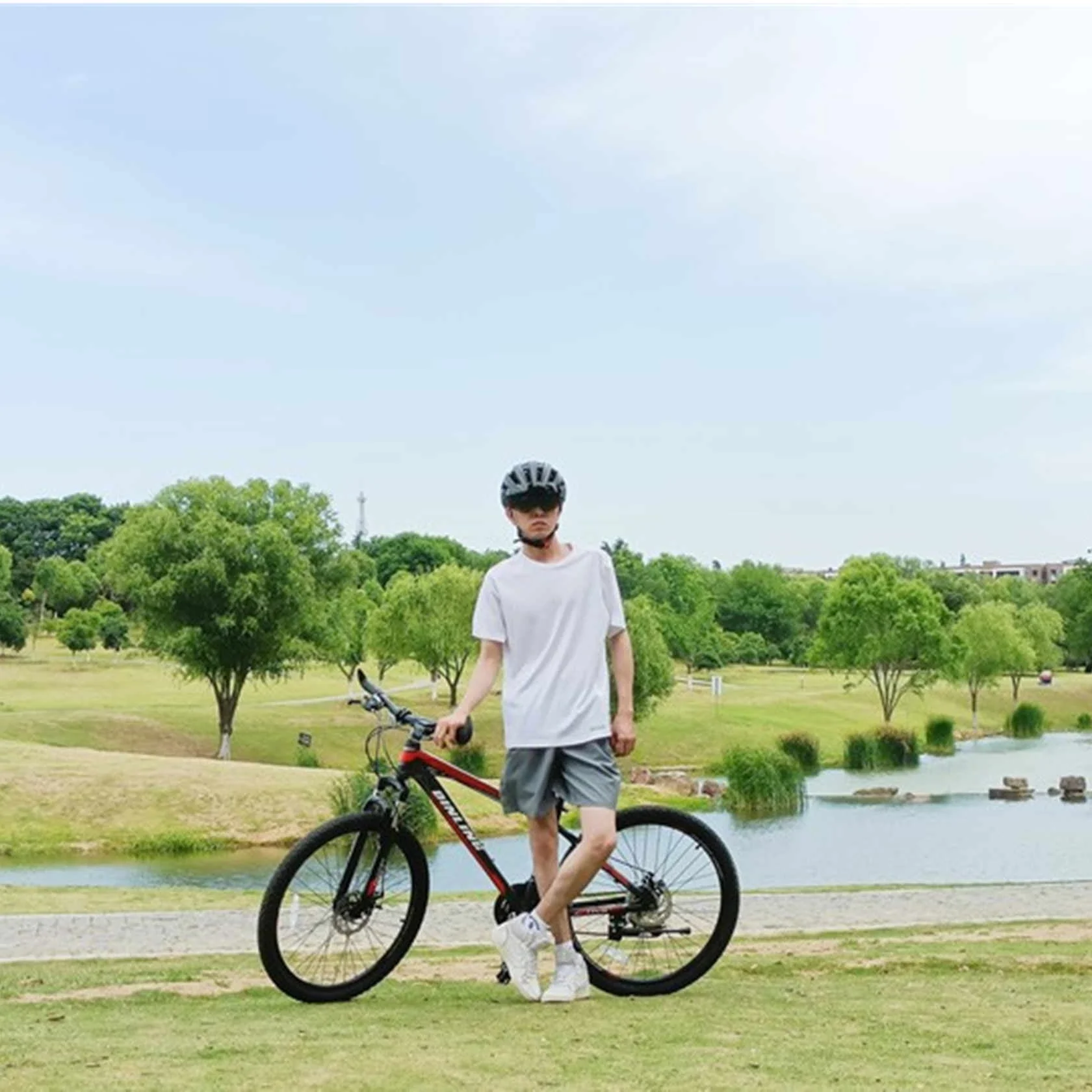 Dinling Adult Mountain Bike for Men and Women, 26-inch Wheel,  21 Speeds, Black-Red