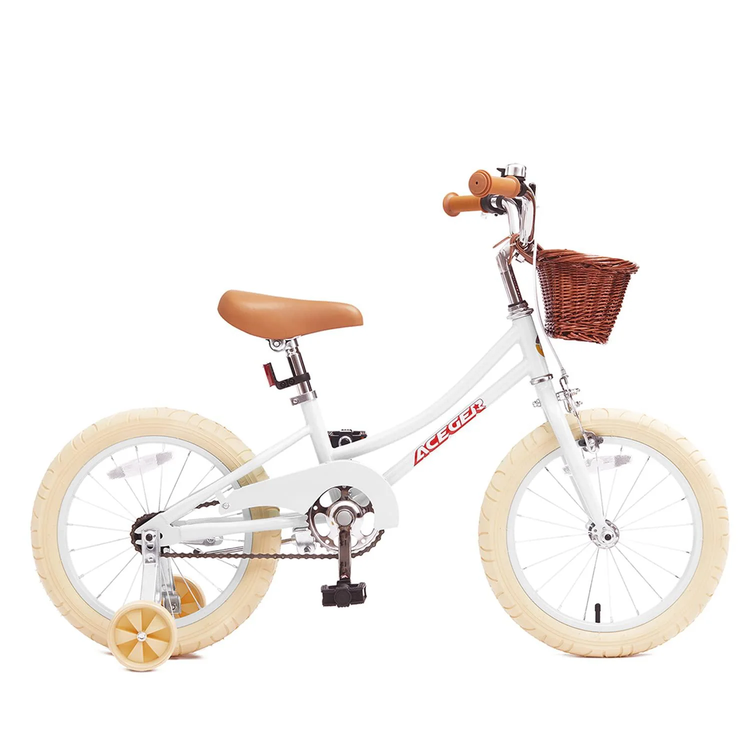 aceger girls bike with basket, kids bicycle for 3-13 years, included coaster brake &a; caliper brake, 14 16 18 inch with traini