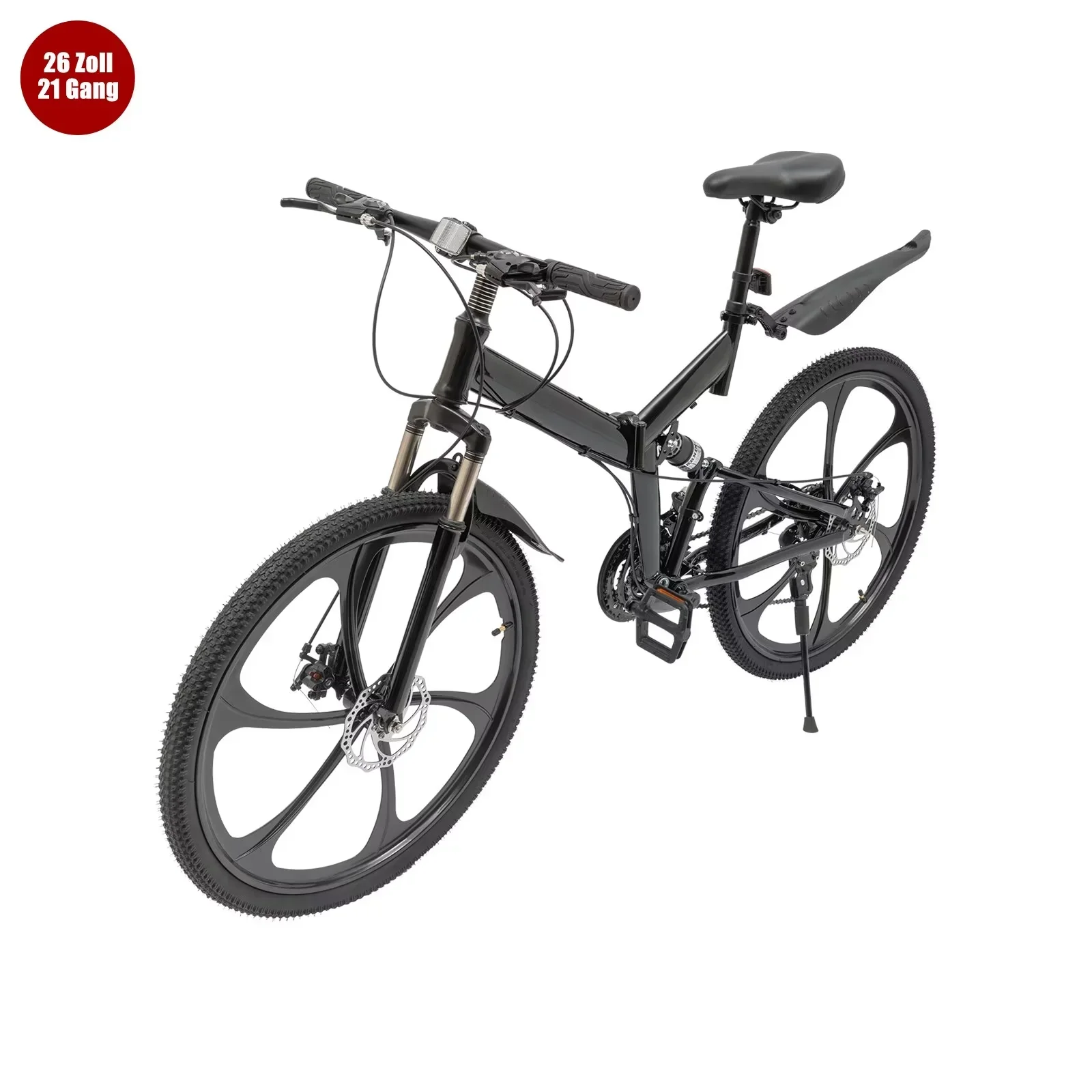 TFCFL 26in Folding Mountain Bike 21-Speed Bicycle Women Men Full Suspension MTB Bike