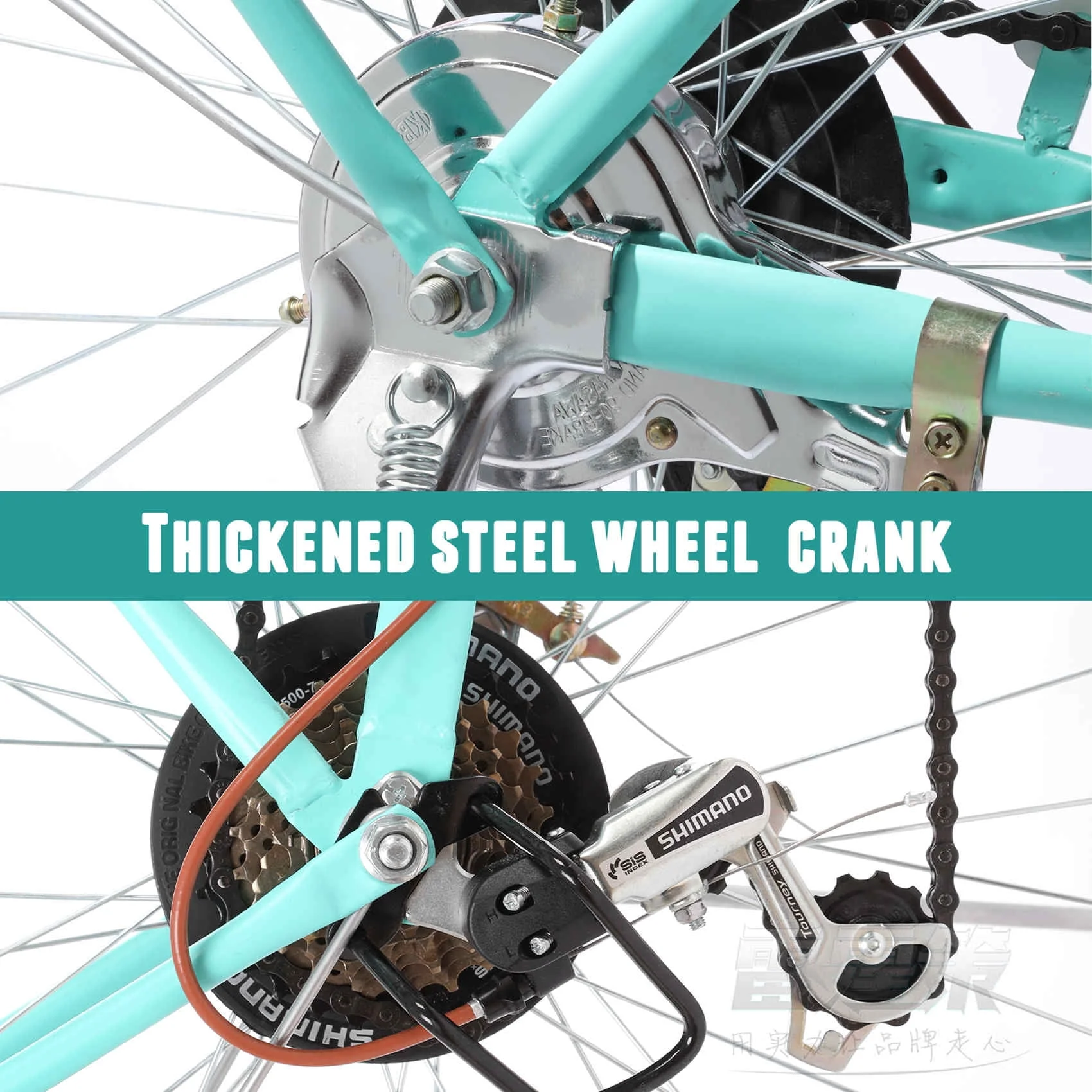 Dinling 26 inch Wheels Women's Commuter Bike, Shimano 7 Speed Adult Cruiser Bike Green