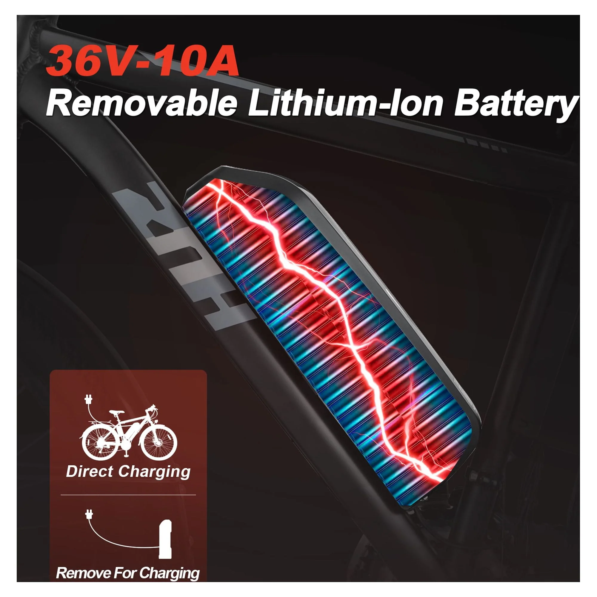 ZNH Mountain Electric Bicycle, 26 in. 350 W, Removable 36 V/10 Ah Battery, Black