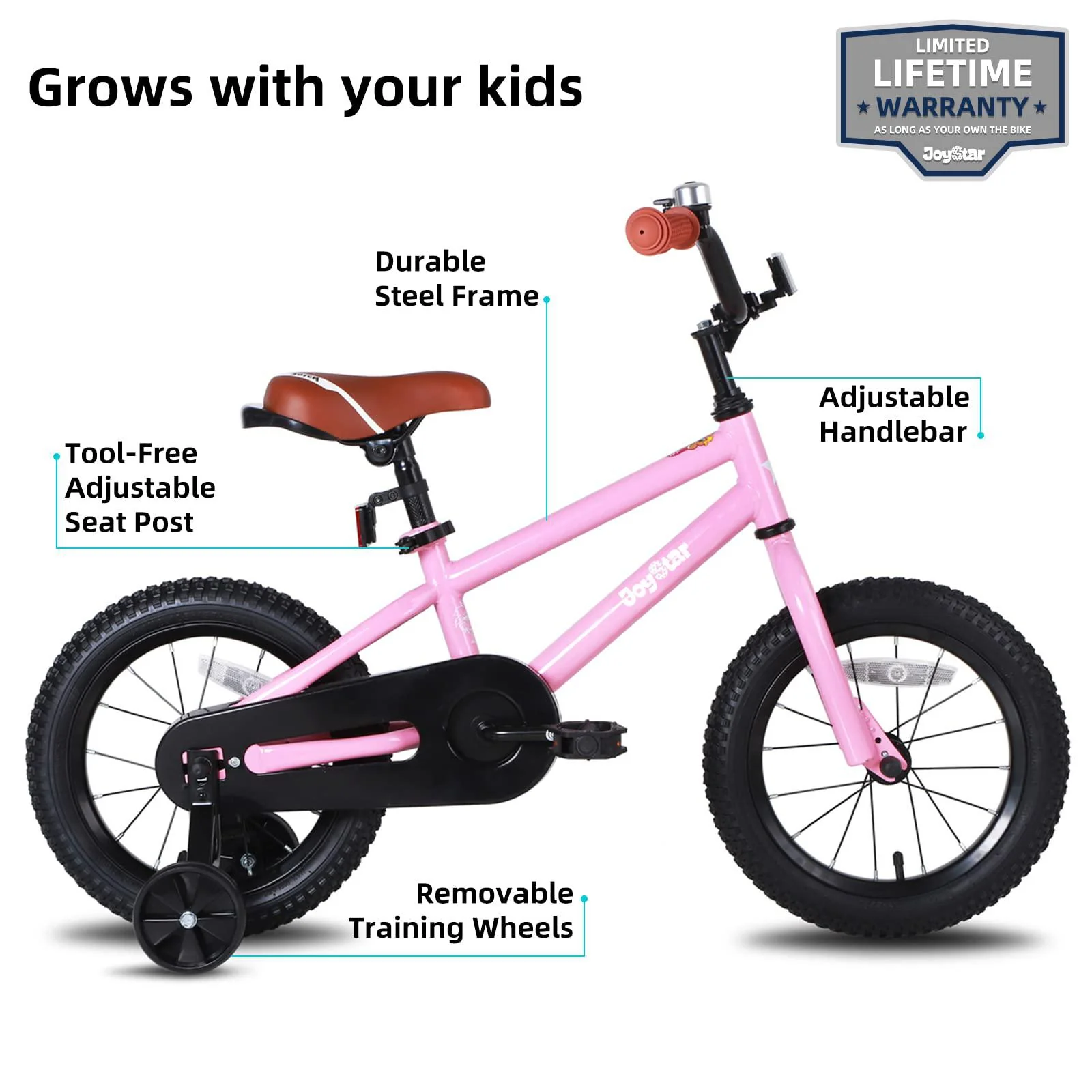 joystar 12 inch kids bike for girls 2 3 4 years old girls bicycle with training wheels toddlers bikes age 2-4 with foot brake