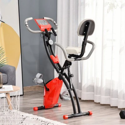 Soozier 2 in 1 Exercise Bike with Arm Resistance Bands for Upright and Recumbent Cycling