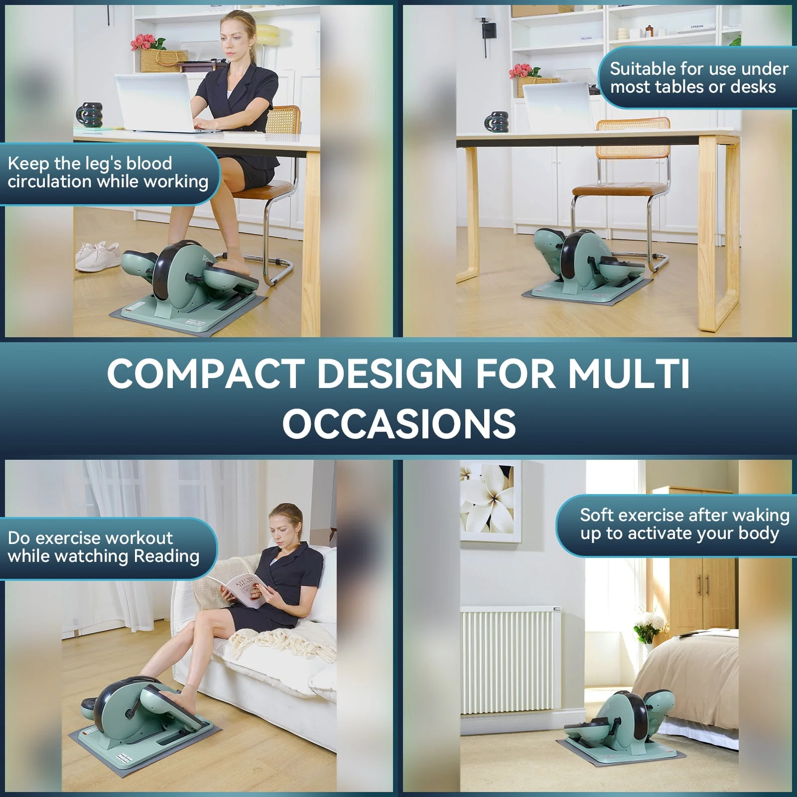 Pooboo Professional Under Desk Magnetic Elliptical Machine with Foot Massage Fully Assembled Quiet Seated Adjustable Resistance Foot Pedal Exerciser