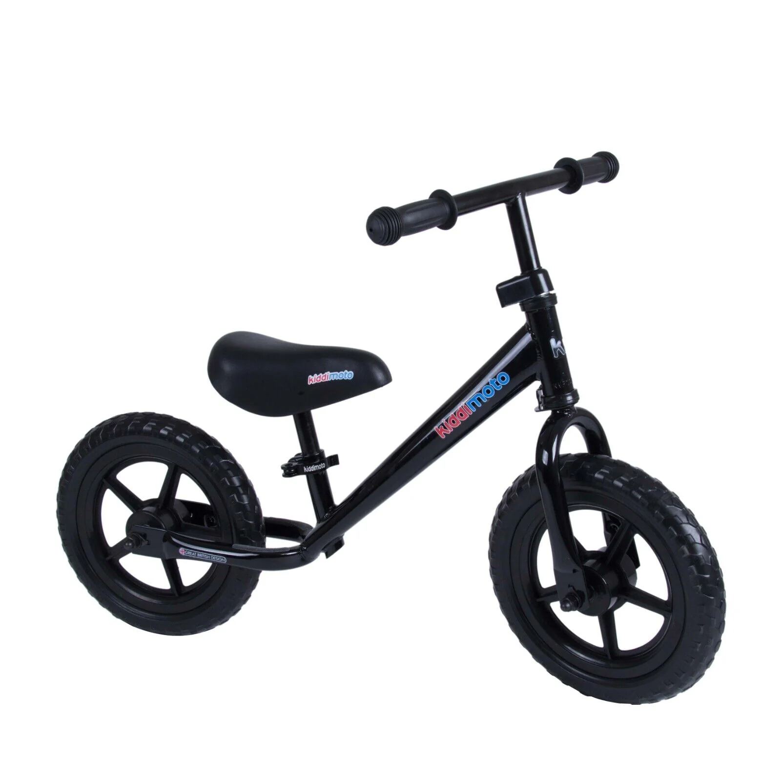 Kiddimoto Balance Bike black super junior metal frame kids age 2-5 years