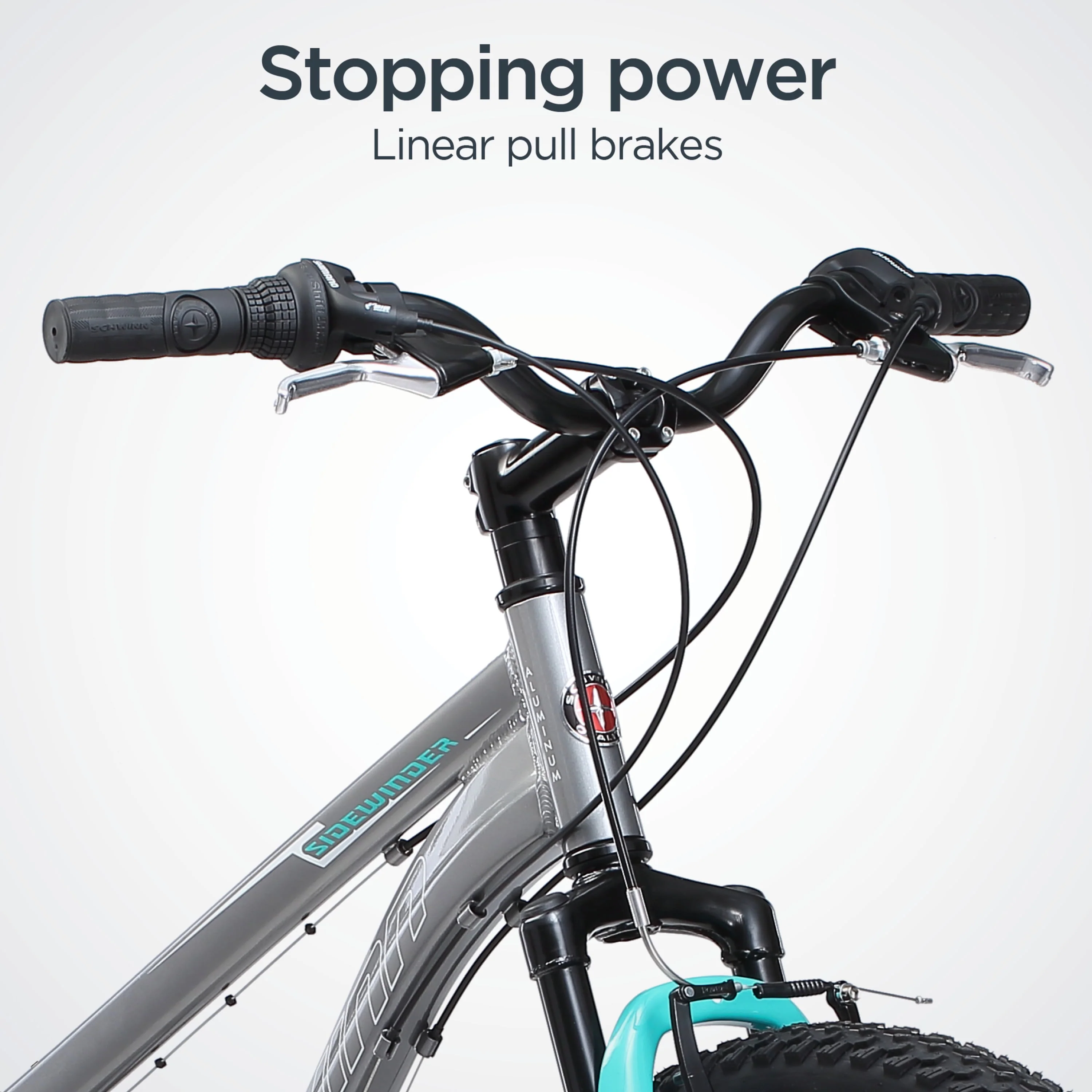 Sidewinder Mountain Bike, 26-inch wheels, womens frame, silver/blue