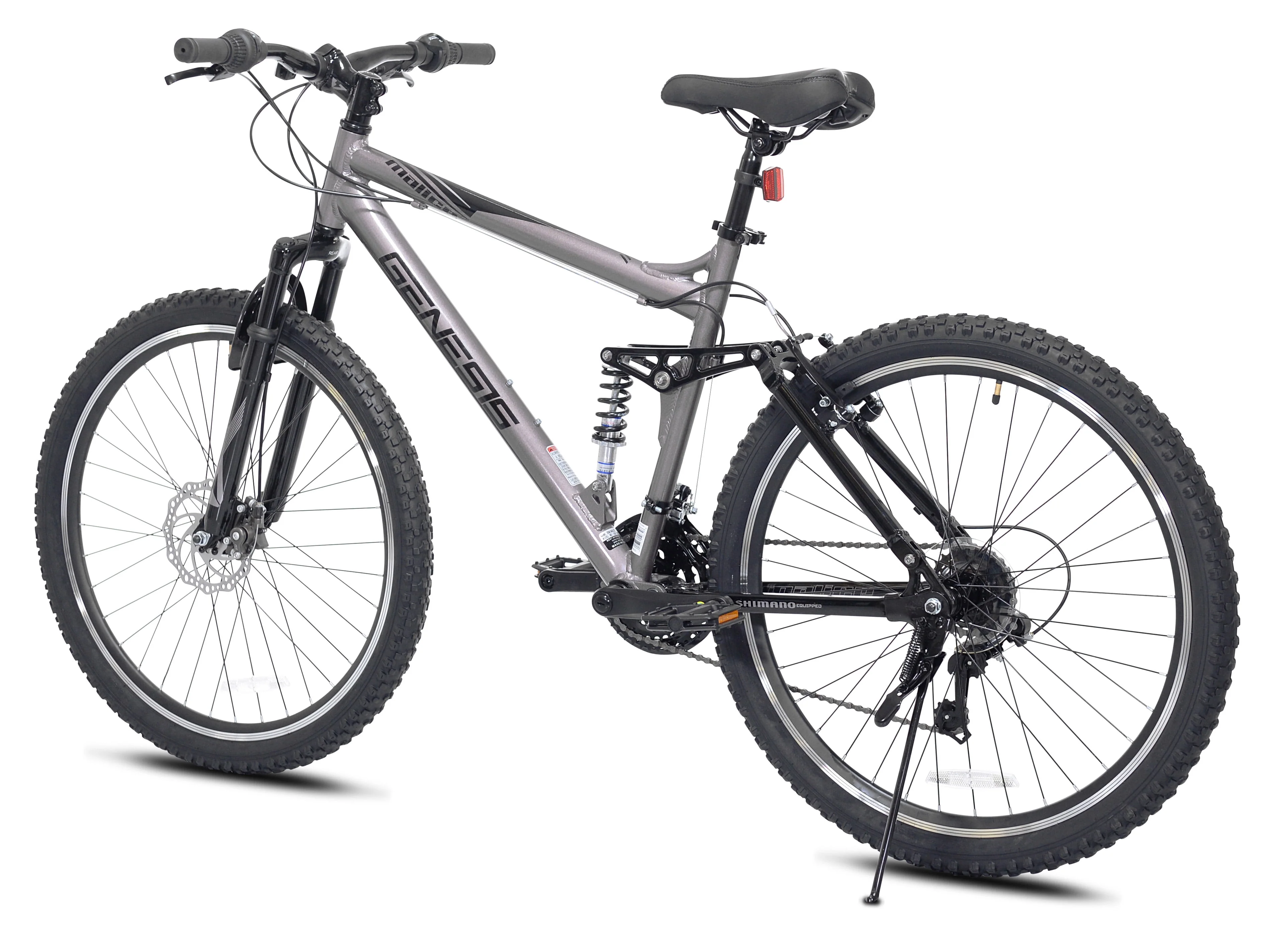 Genesis 26-inch Malice Men's Aluminum Full Suspension Mountain Bicycle, Metallic Gray
