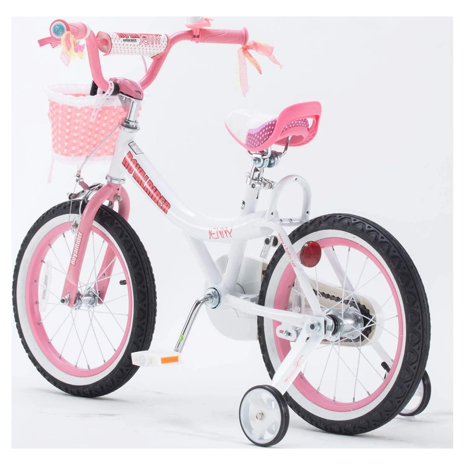 Royalbaby Jenny White 12 In Kids Bicycle with Training Wheels and Basket