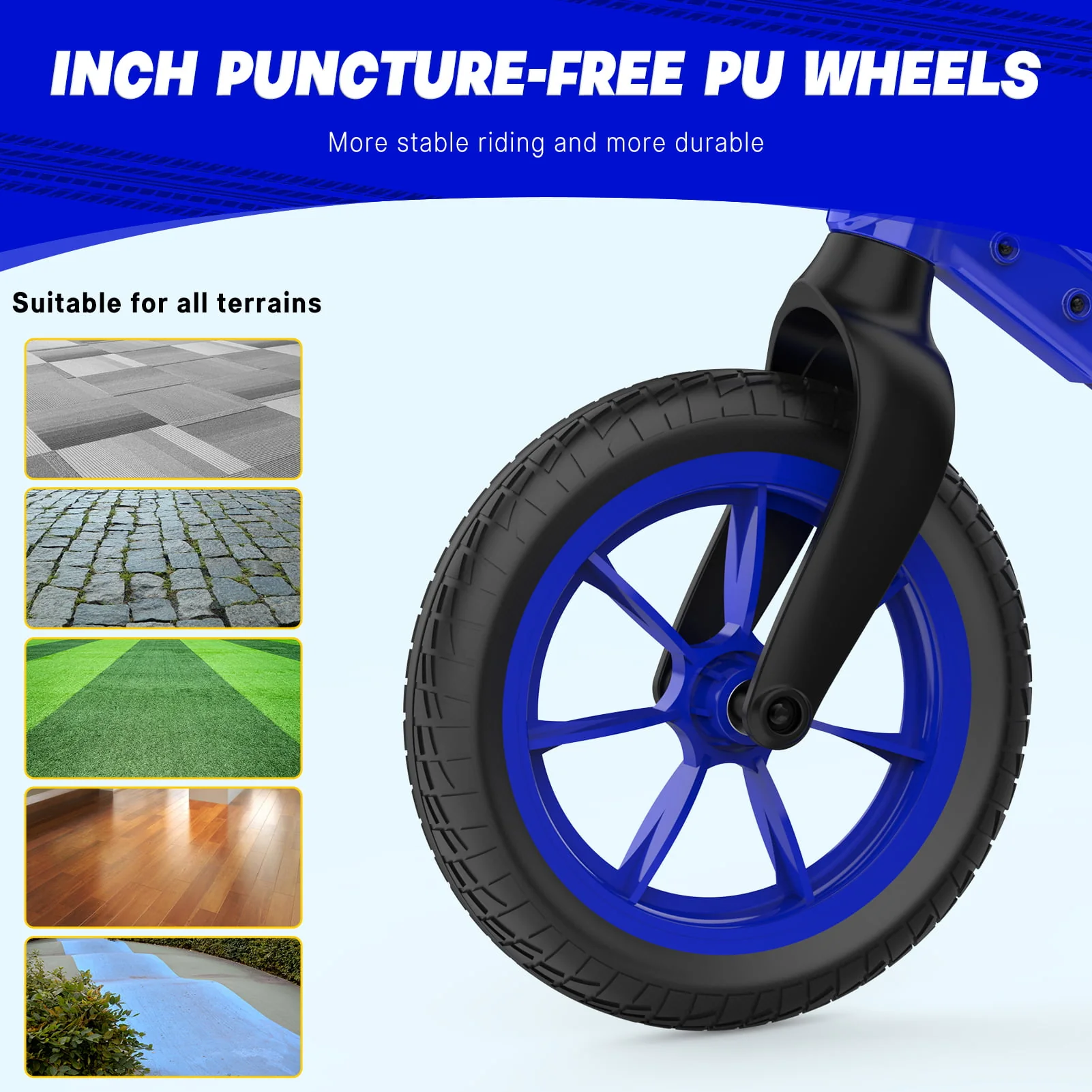 Balance Bike 2 Year Old, Age 2-5 Years Old, No Pedal, Lightweight Frame, Flat-Free Tires, 360° Unlimited Steering, Adjustable Seat & Handlebar, Steady Balancing, for Boys Girls Blue