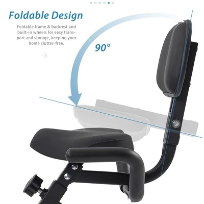 Folding Exercise Bike with 10-Level Adjustable Resistance, Arm Bands and Backrest-ModernLuxe