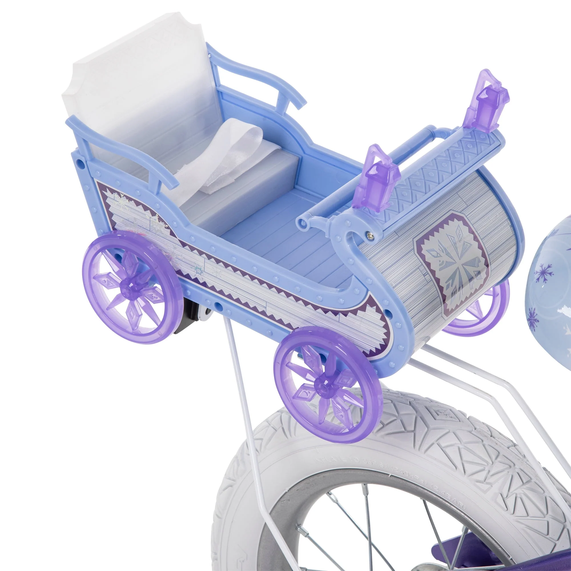 Frozen Bike with Doll Carrier Sleigh for Girl's, 12 In., White and Purple by Huffy