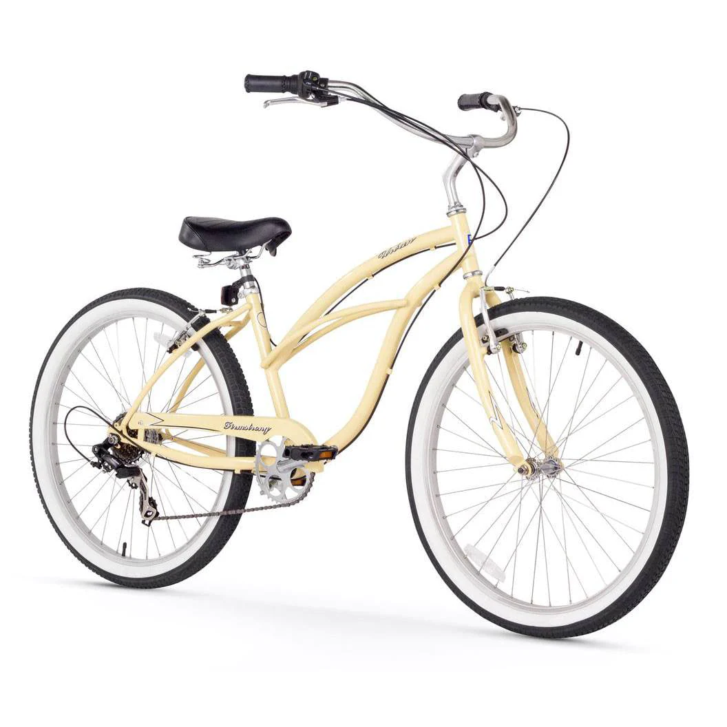 Firmstrong Urban Lady 7 Gear Speed Women's 26 Inch Beach Cruiser Bike, Vanilla