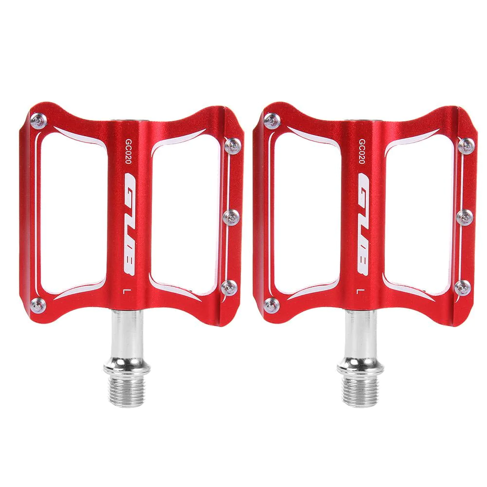 Kotyreds 2pcs GUB GC020-DU Aluminum Alloy Folding Mountain Bike Baring Pedals(Red)