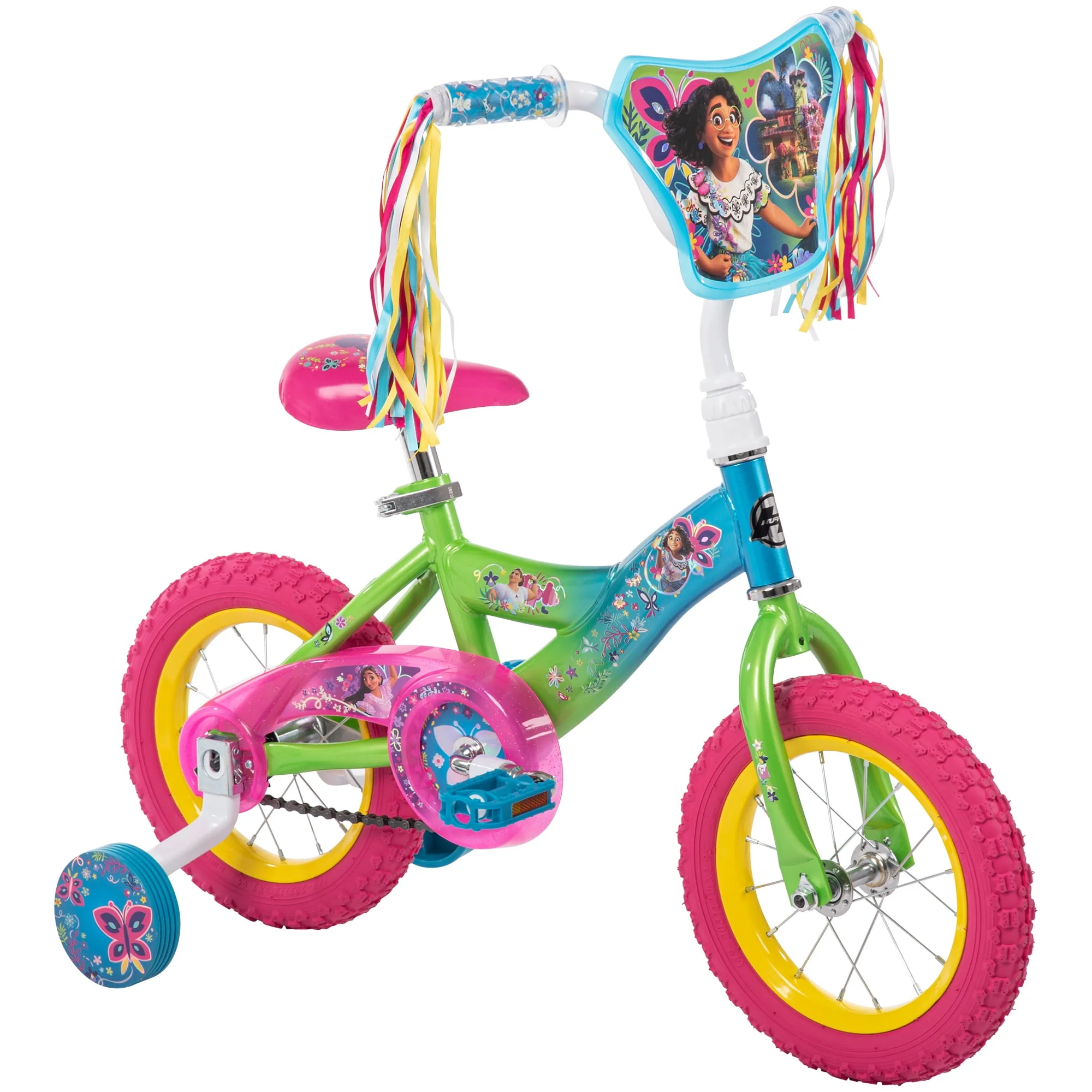 Encanto 12-inch Bike for Girls, Pink/Green/Blue, by Huffy