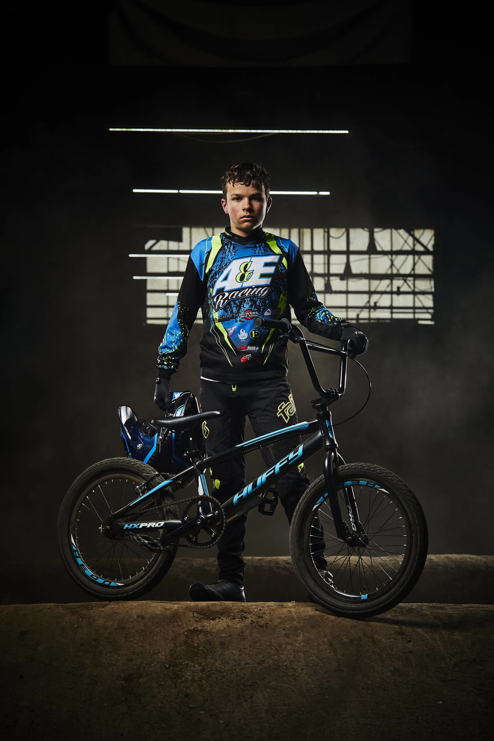 20-inch BMX Bikes HX-Pro Bike, Black with Teal, Aluminum Frame