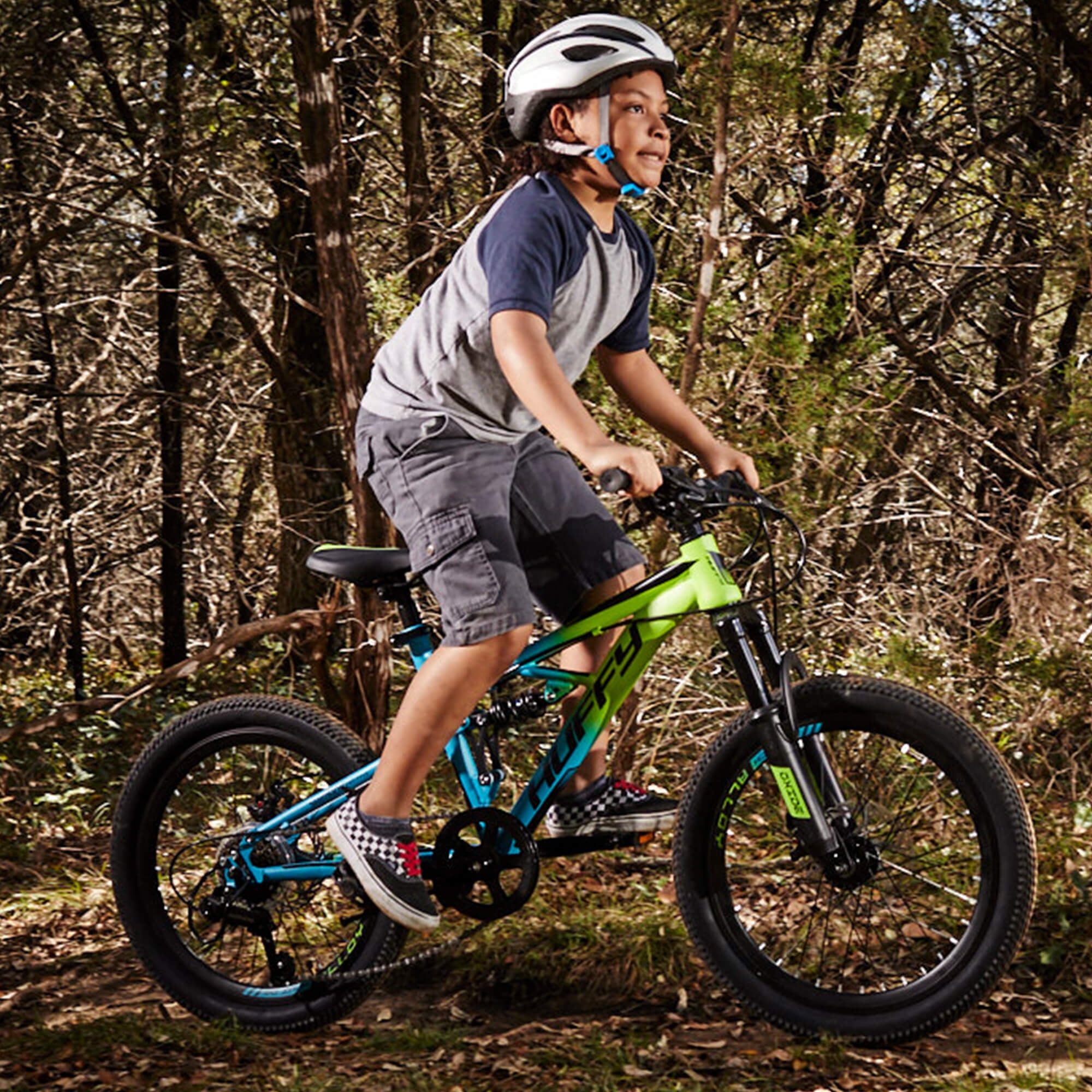 20-inch Oxide Boys Mountain Bike for Kids , Lime / Blue