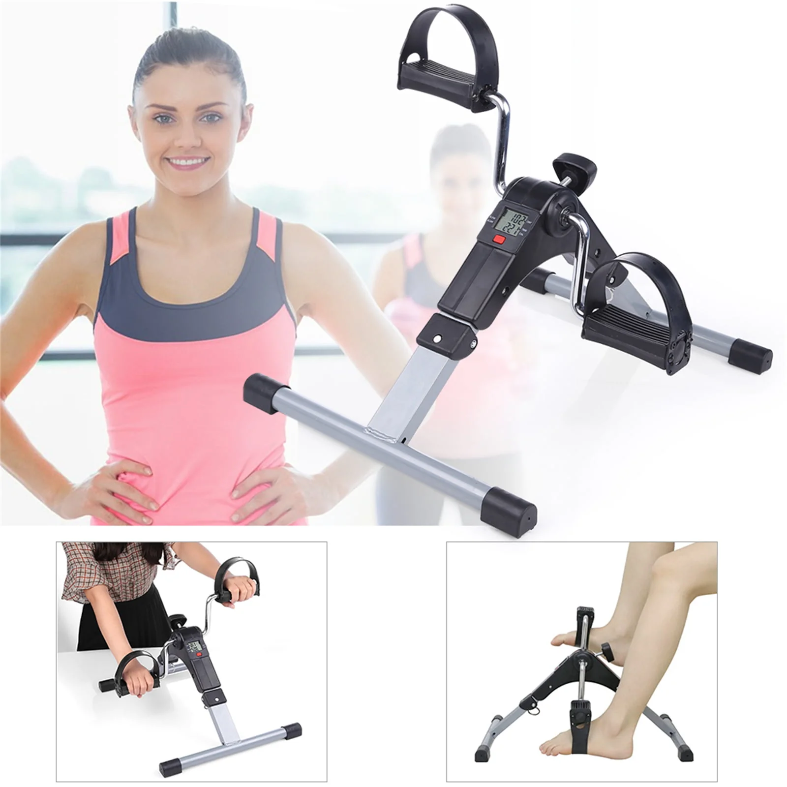Himaly Pedal Exerciser, Folding Mini Trainer Bikes, Under Desk Exercise Bicycles, Holds 240 lbs