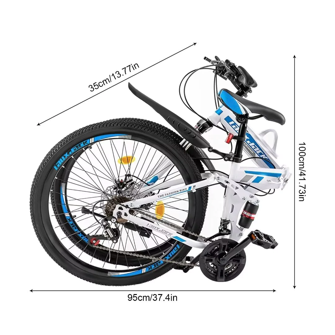 TFCFL 21-Speed Bike Folding Mountain Bike with Variable Speed Positioning Chain Large Footrest Folding Clip