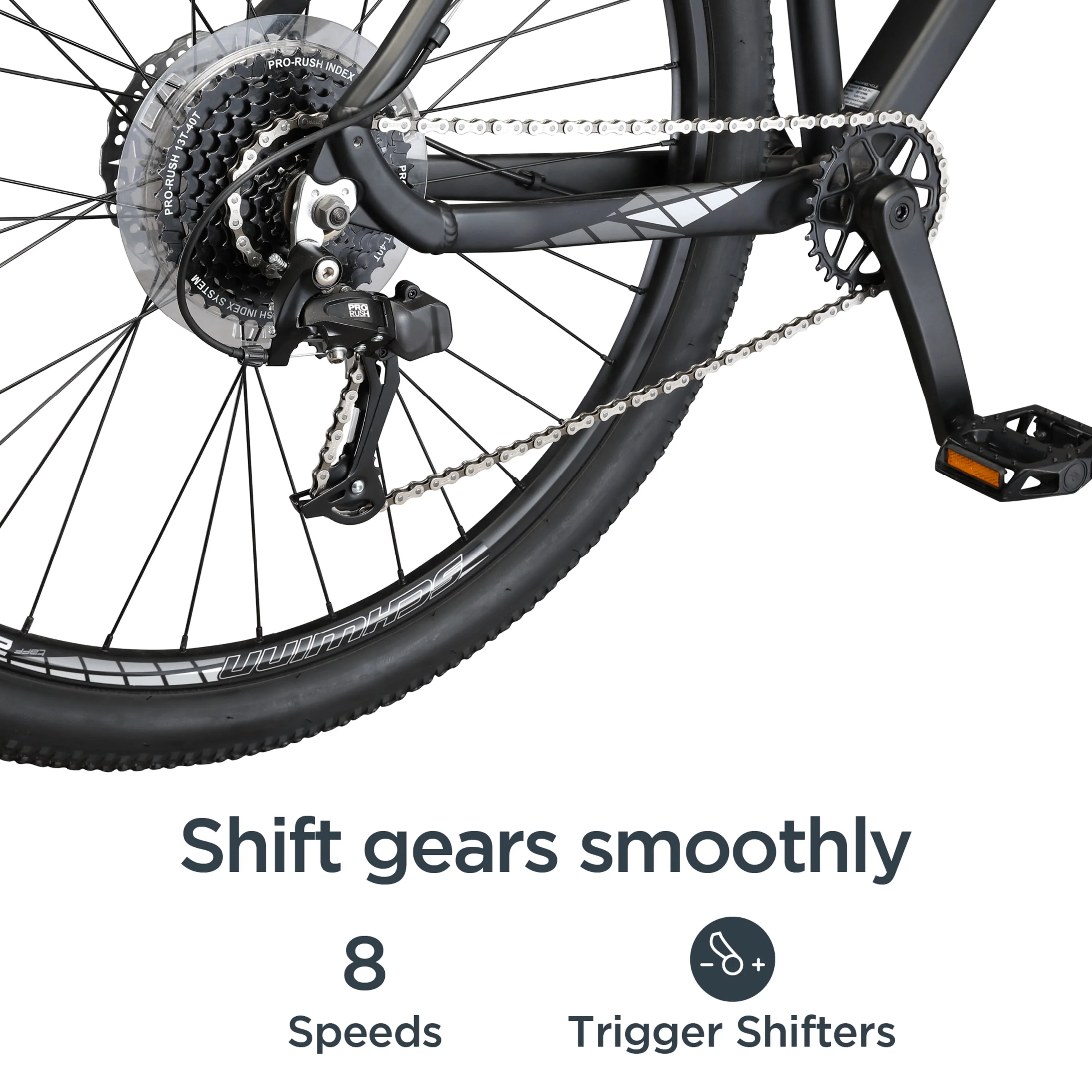 Taff Mountain Bike, 29-Inch Wheels, 8 Speeds, Black / White