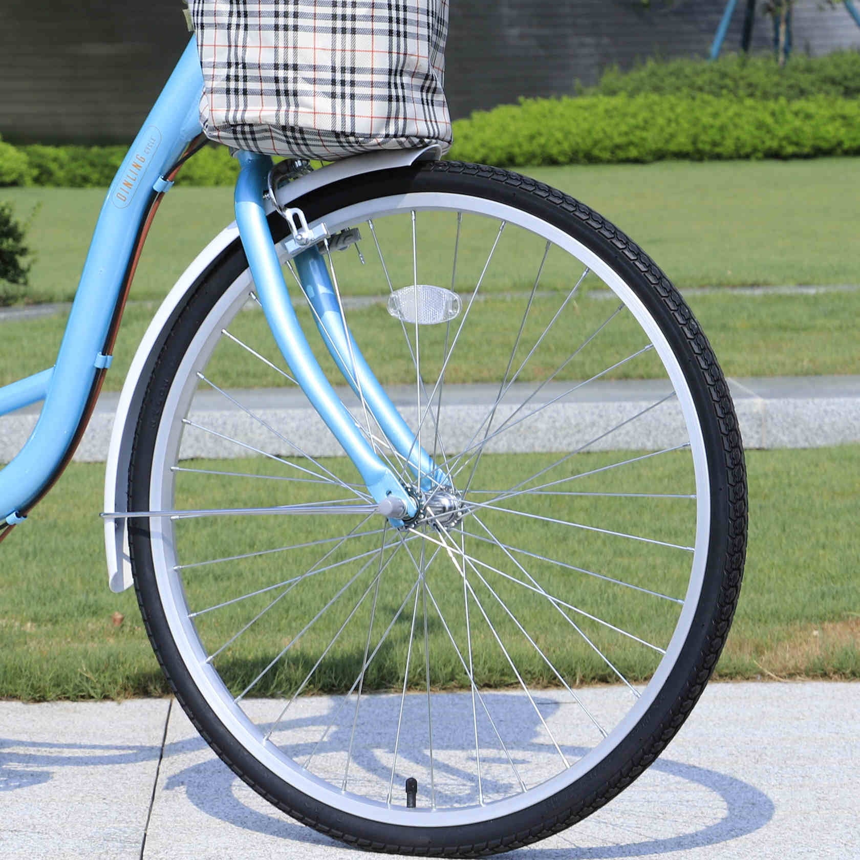 Dinling Women's Cruiser Bikes,26 inch Wheel,Shimano 7 Speed Green