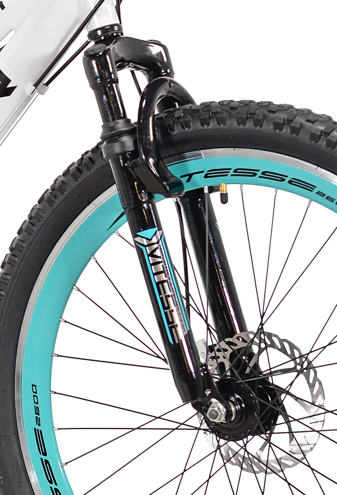 Bicycle 26 In. KZR Mountain Women's Bike, White and Teal Rim