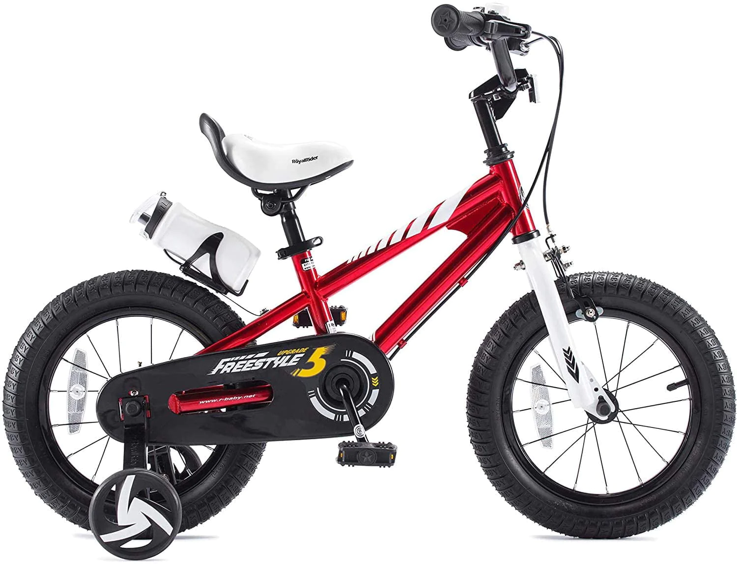Royalbaby Freestyle 14 In Red Kids Bike Boys and Girls Bike Two hands brakes