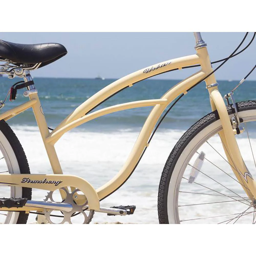 Firmstrong Urban Lady 7 Gear Speed Women's 26 Inch Beach Cruiser Bike, Vanilla