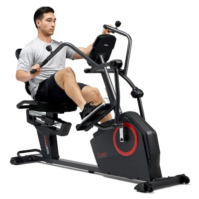 Sunny Health & Fitness Smart Recumbent Cross Trainer Elliptical Exercise Bike