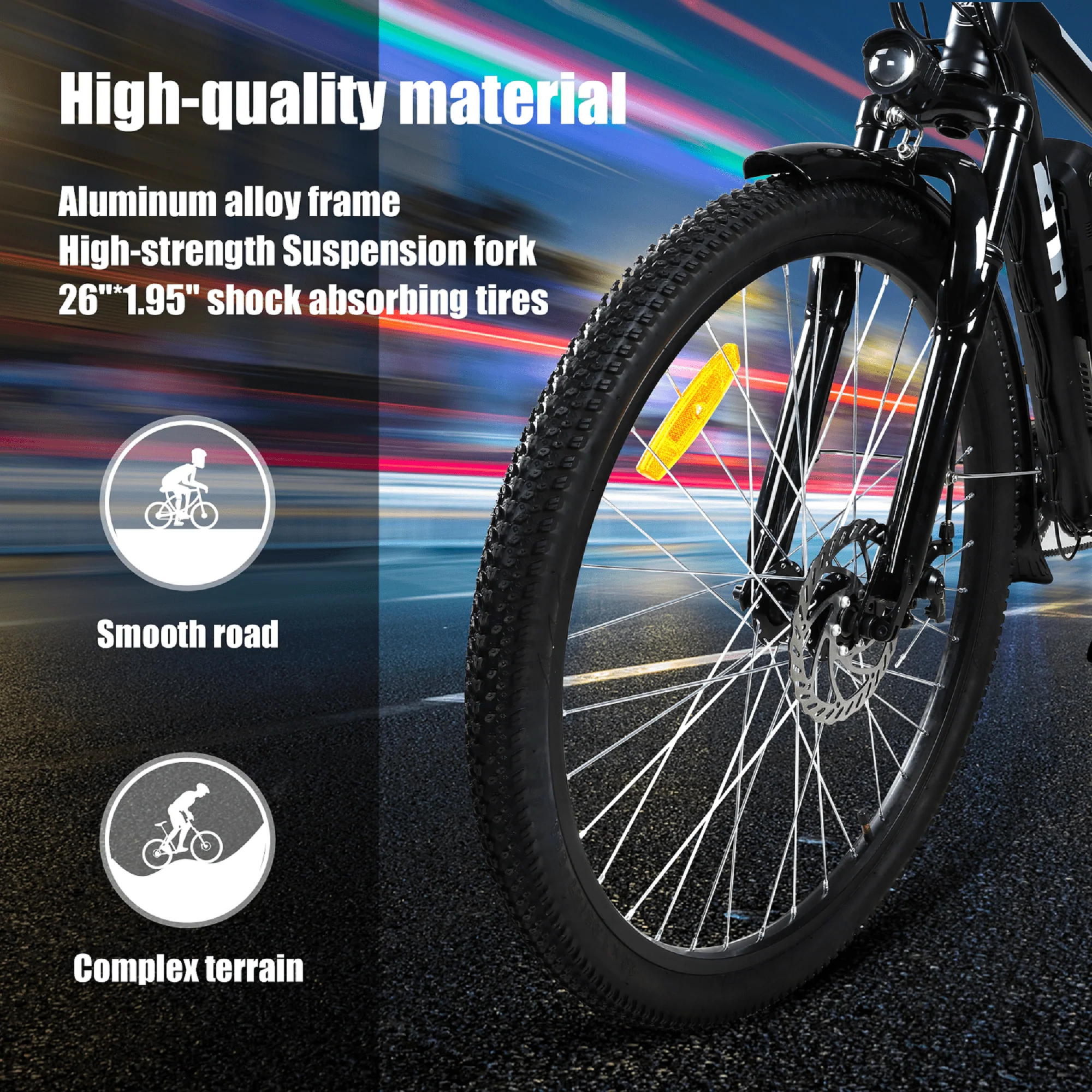 ZNH Mountain Electric Bicycle, 26 in. 350 W, Removable 36 V/10 Ah Battery, Black