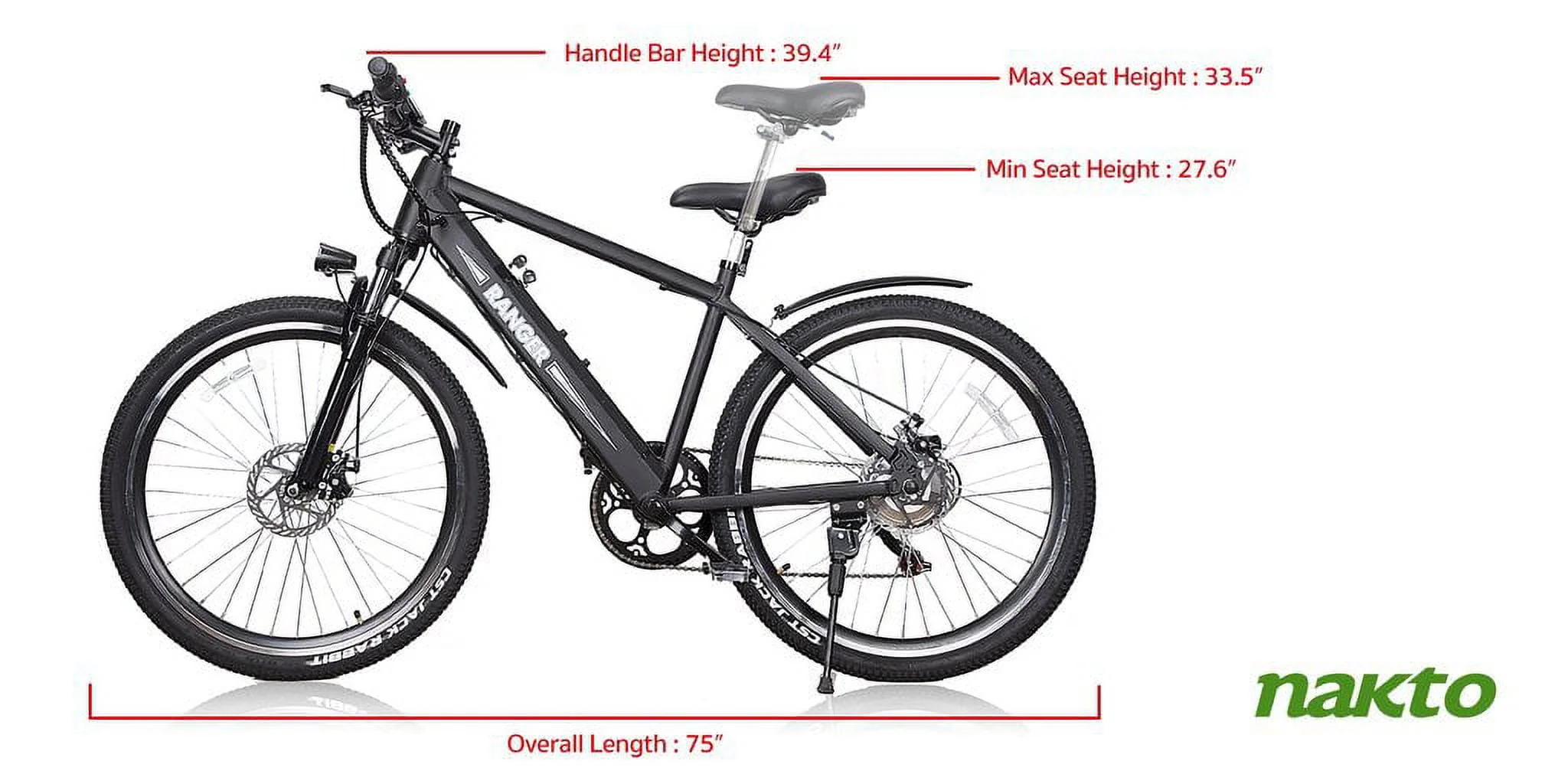 Nakto NAK- RNGB 26 in. Ranger Mountain Bike, Black