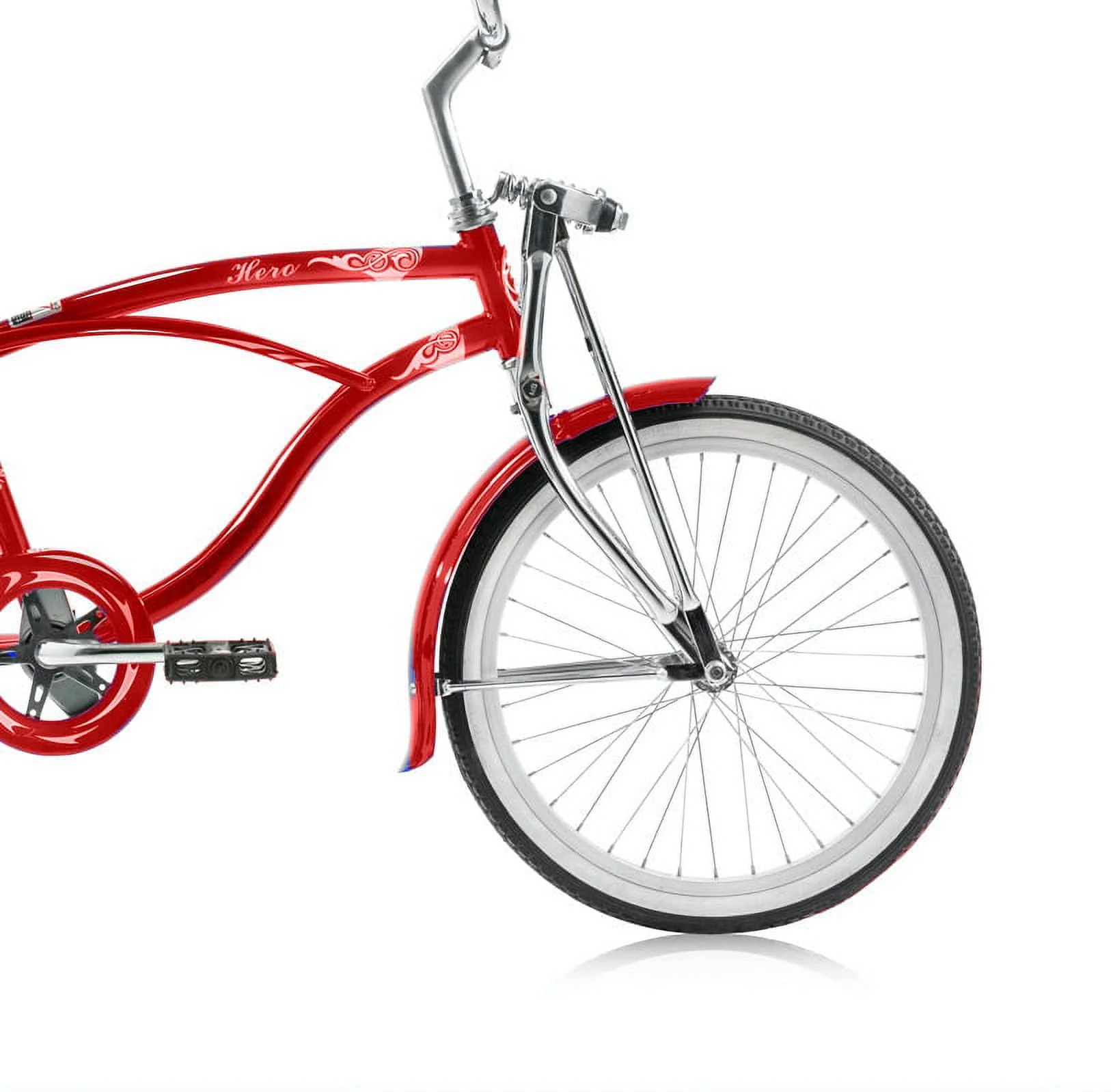 Wonder Wheels 20 In. Beach Cruiser Lowrider Coaster Brake Single Speed Bicycle, Bike With Banana Seat Stainless Steel Spokes One Piece Crank Alloy Rims 36 H - Red