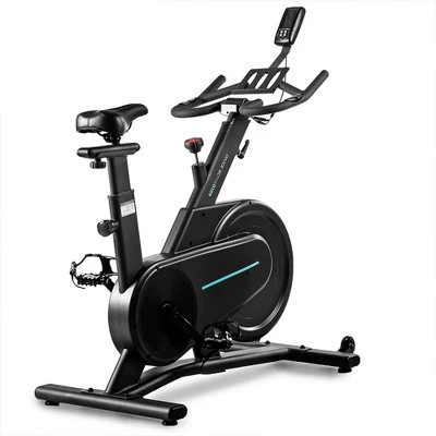 OVICX Q200C Comfortable Home Workout Exercise Bike with Customizable Seat & Bullhorn Handlebars, Digital LCD w/Real Time Stats, & No Slip Cage Pedals