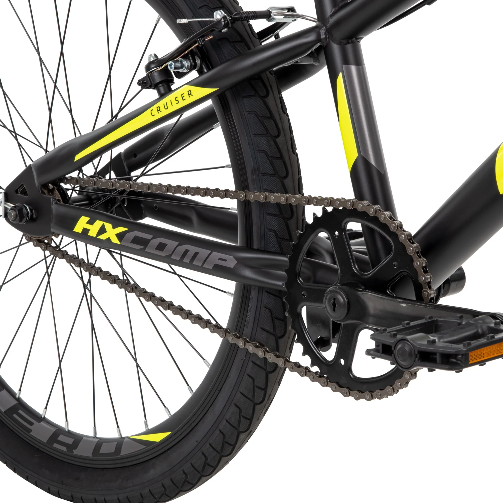 HX Cruiser 24-inch BMX Bike for Boys, Black/Yellow