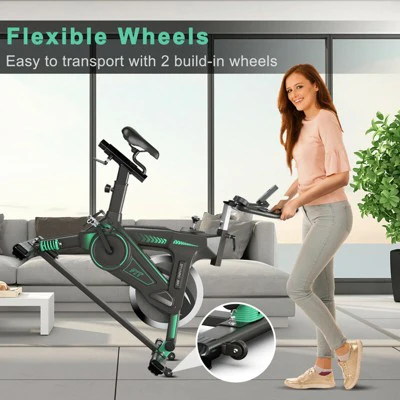 Costway Stationary Exercise Bike Cycling Bike W/33Lbs Flywheel Home Fitness Gym Cardio