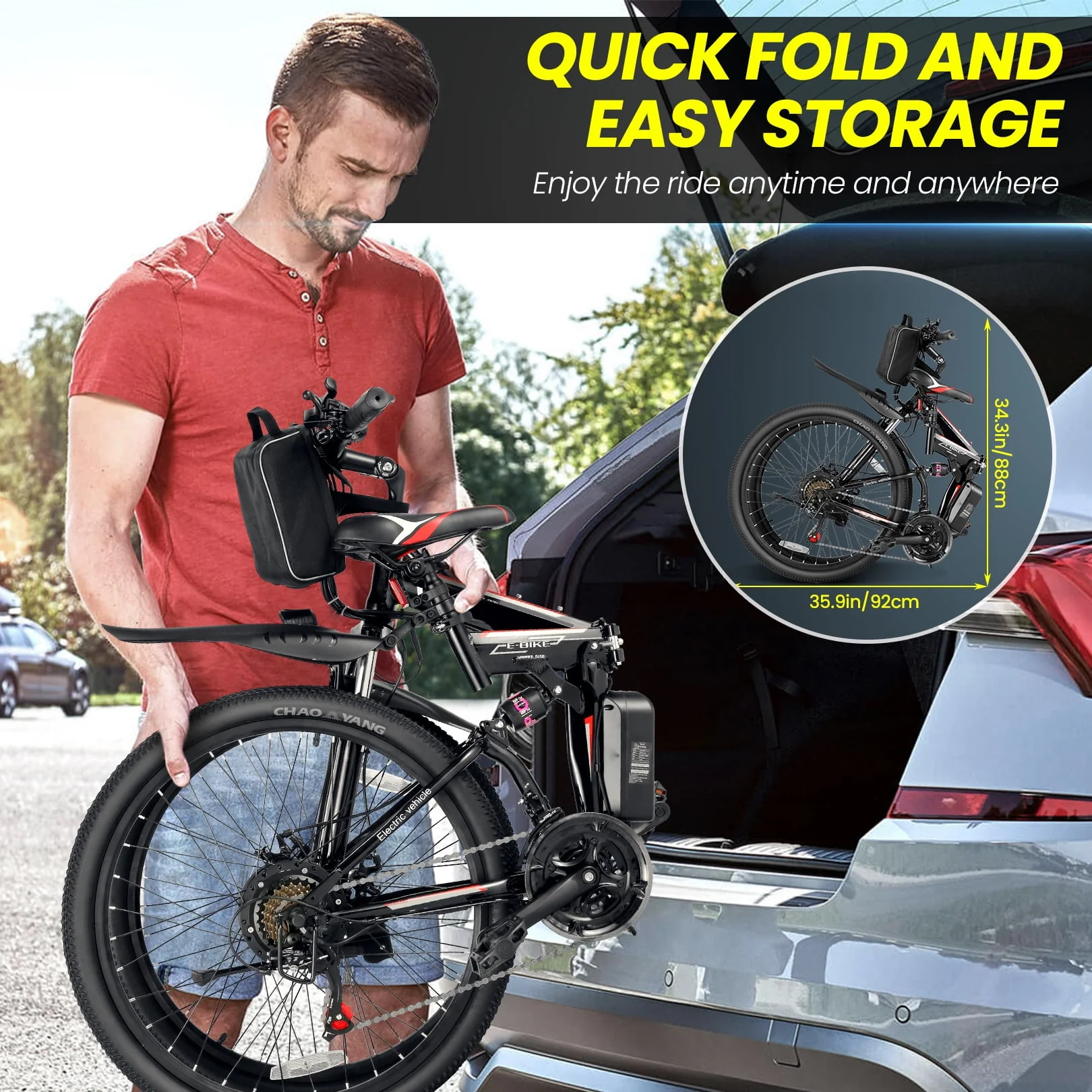 Gocio Adult Electric Bicycles Foldable Ebike, 500W 26