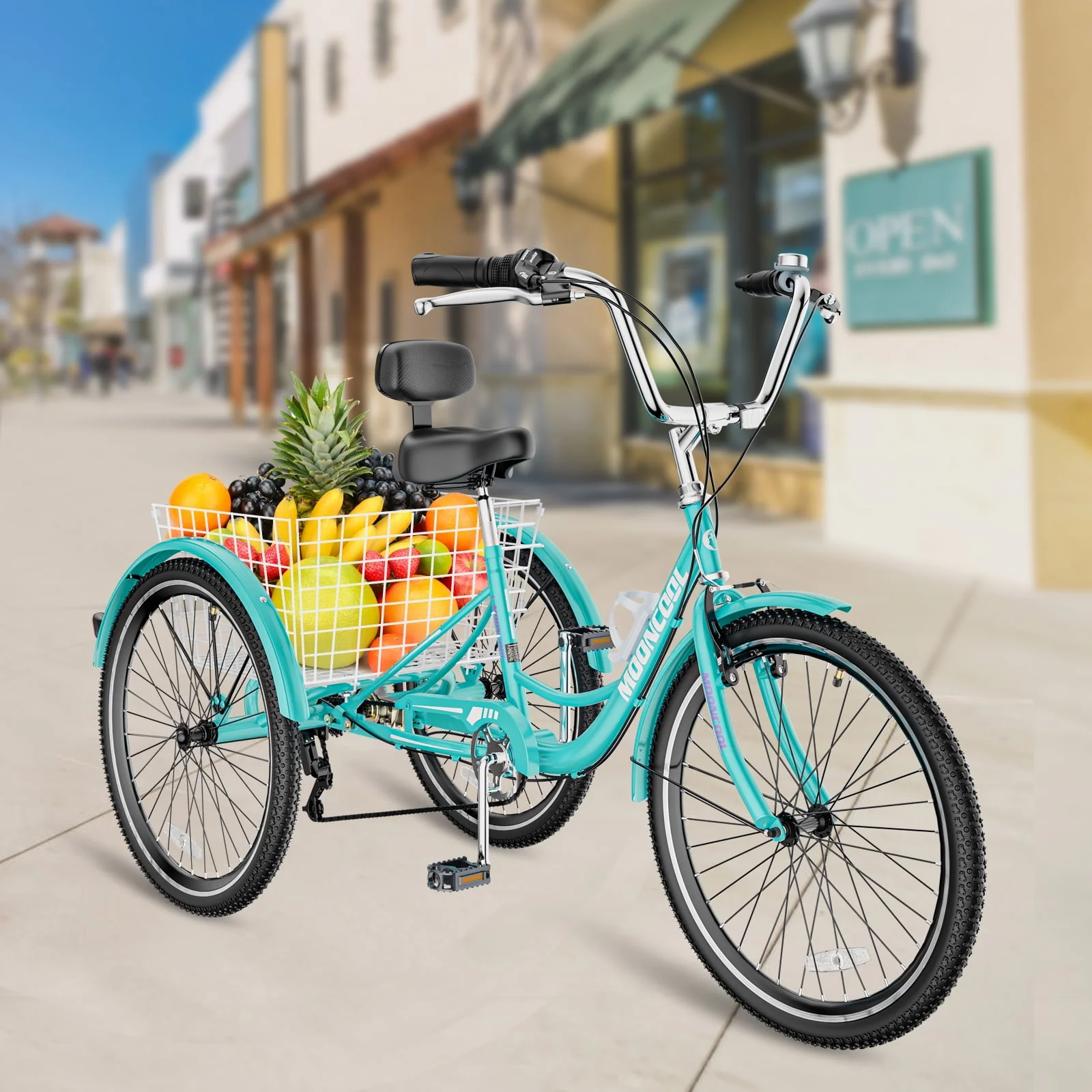 Adult Tricycle 20/24/26 inch 7 Speed, Three Wheel Bicycle for Adult, Trike Cruiser W/ Tools & Big Basket for Exercise Shopping Picnic Outdoor Activities