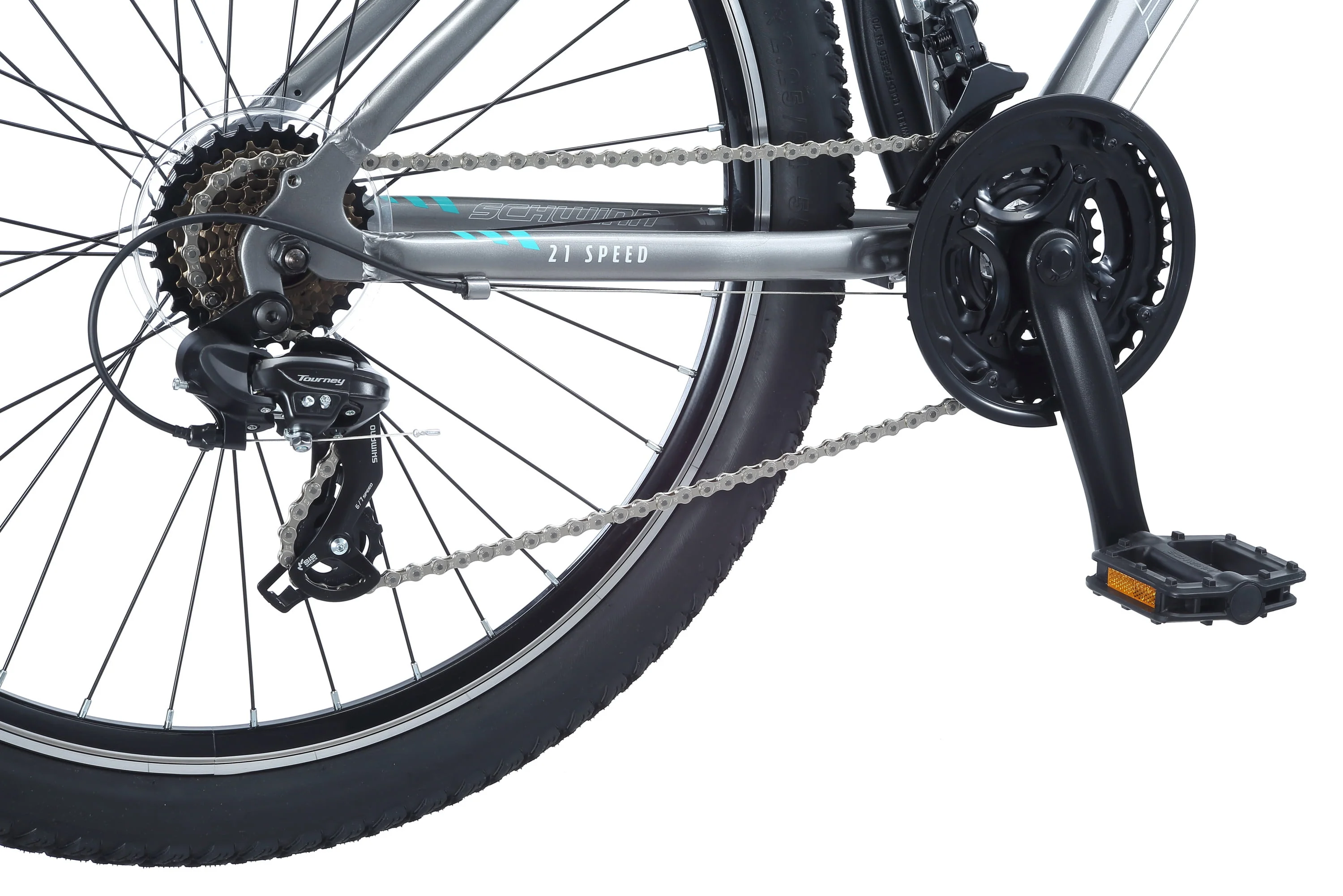 Sidewinder Mountain Bike, 26-inch wheels, womens frame, silver/blue