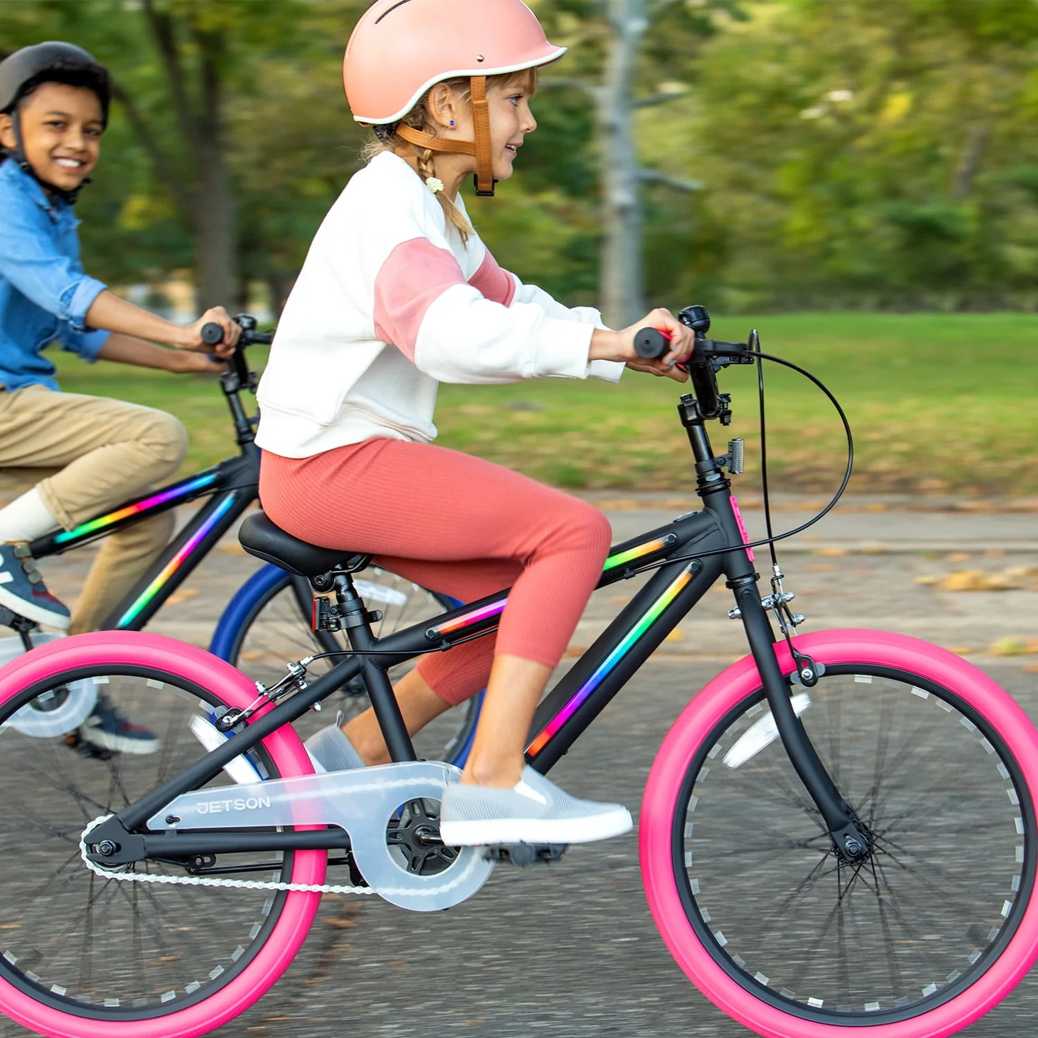 Jetson Light Rider X 20” Wheels Kids’ Light-up Unisex Bike, Ages 5 – 9, Includes Light-up Frame, Three Different Light Modes, Adjustable Handlebar, Seat height, Kids Bicycles, Pink