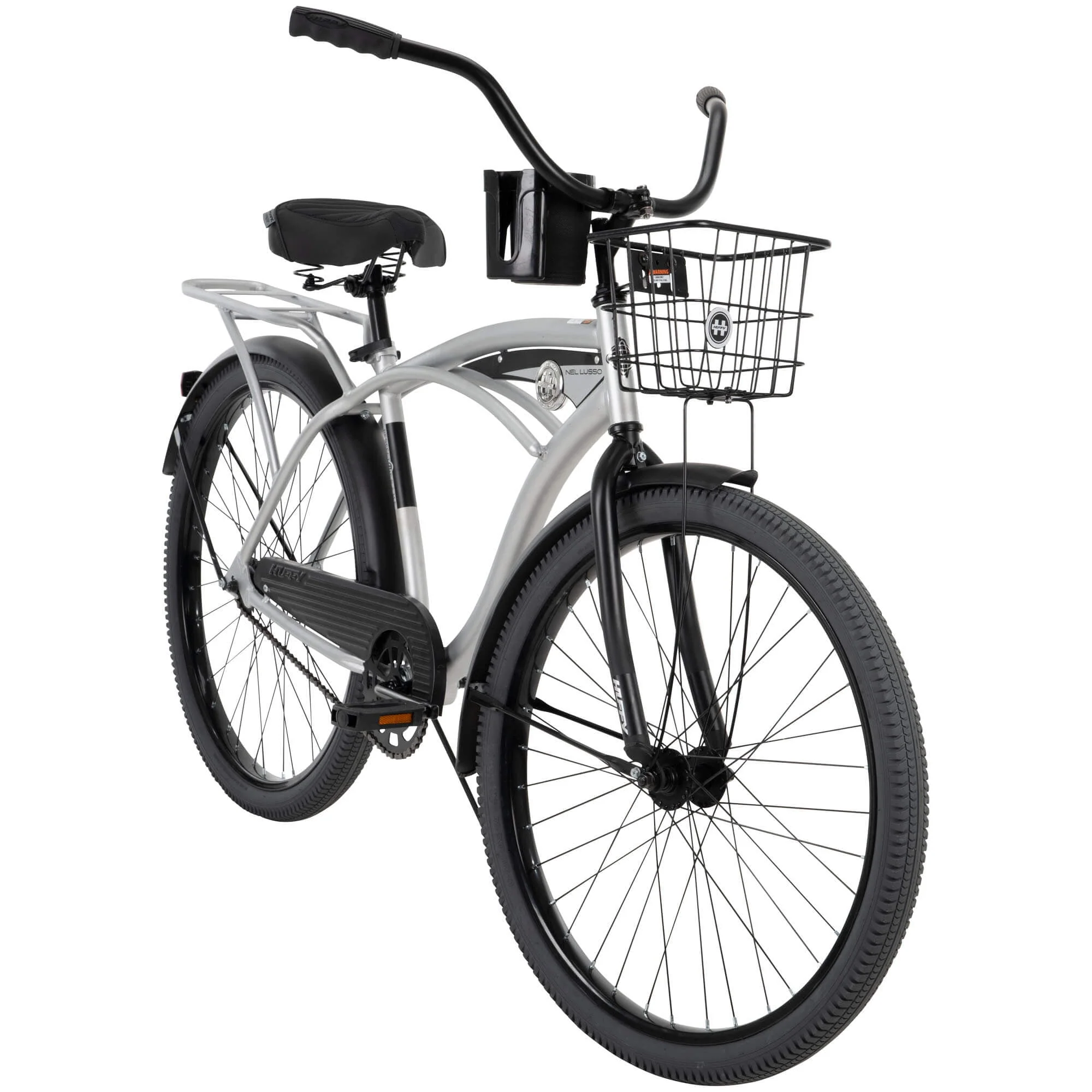 26 In. Nel Lusso Men’s Beach Cruiser Bike, Silver
