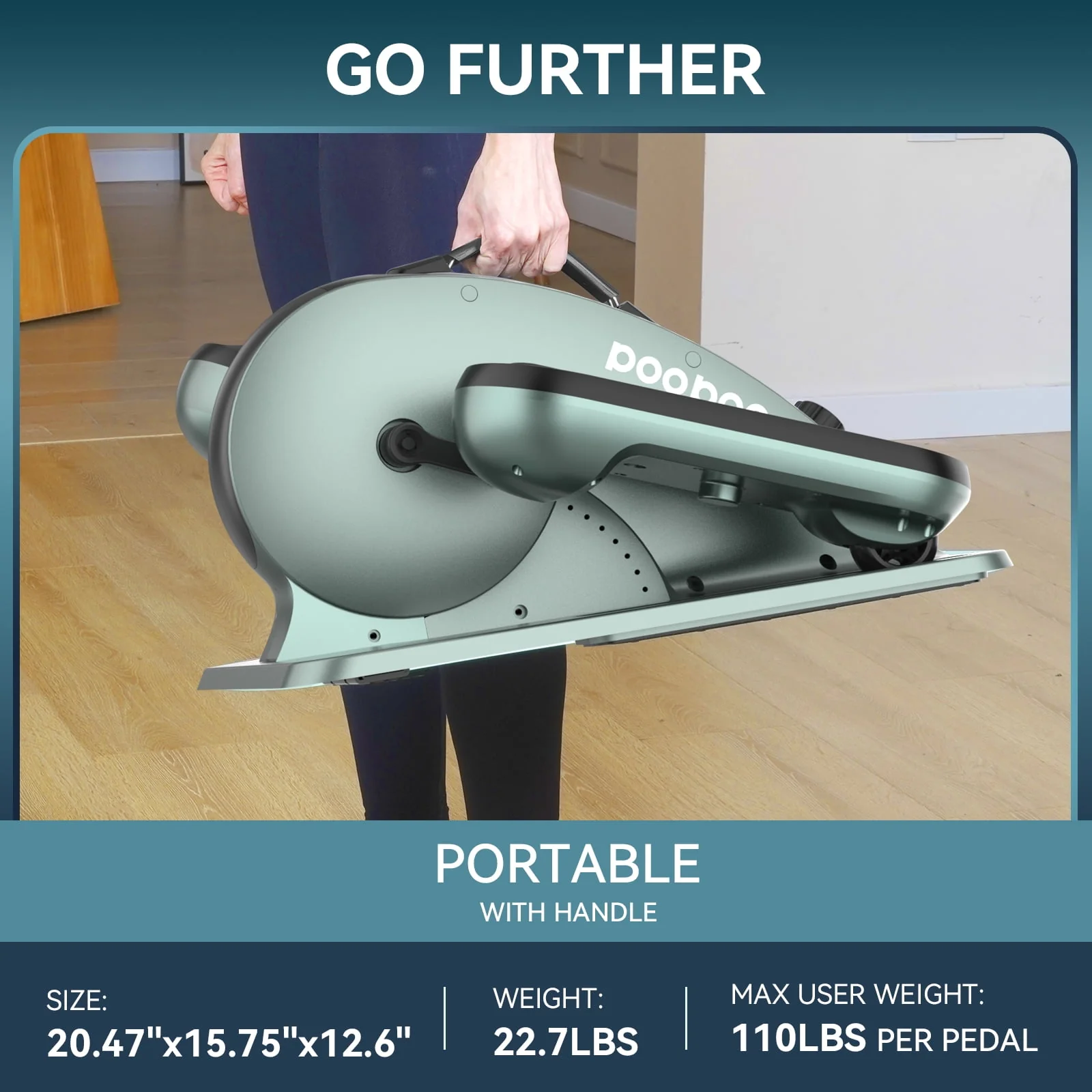 Pooboo Professional Under Desk Magnetic Elliptical Machine with Foot Massage Fully Assembled Quiet Seated Adjustable Resistance Foot Pedal Exerciser